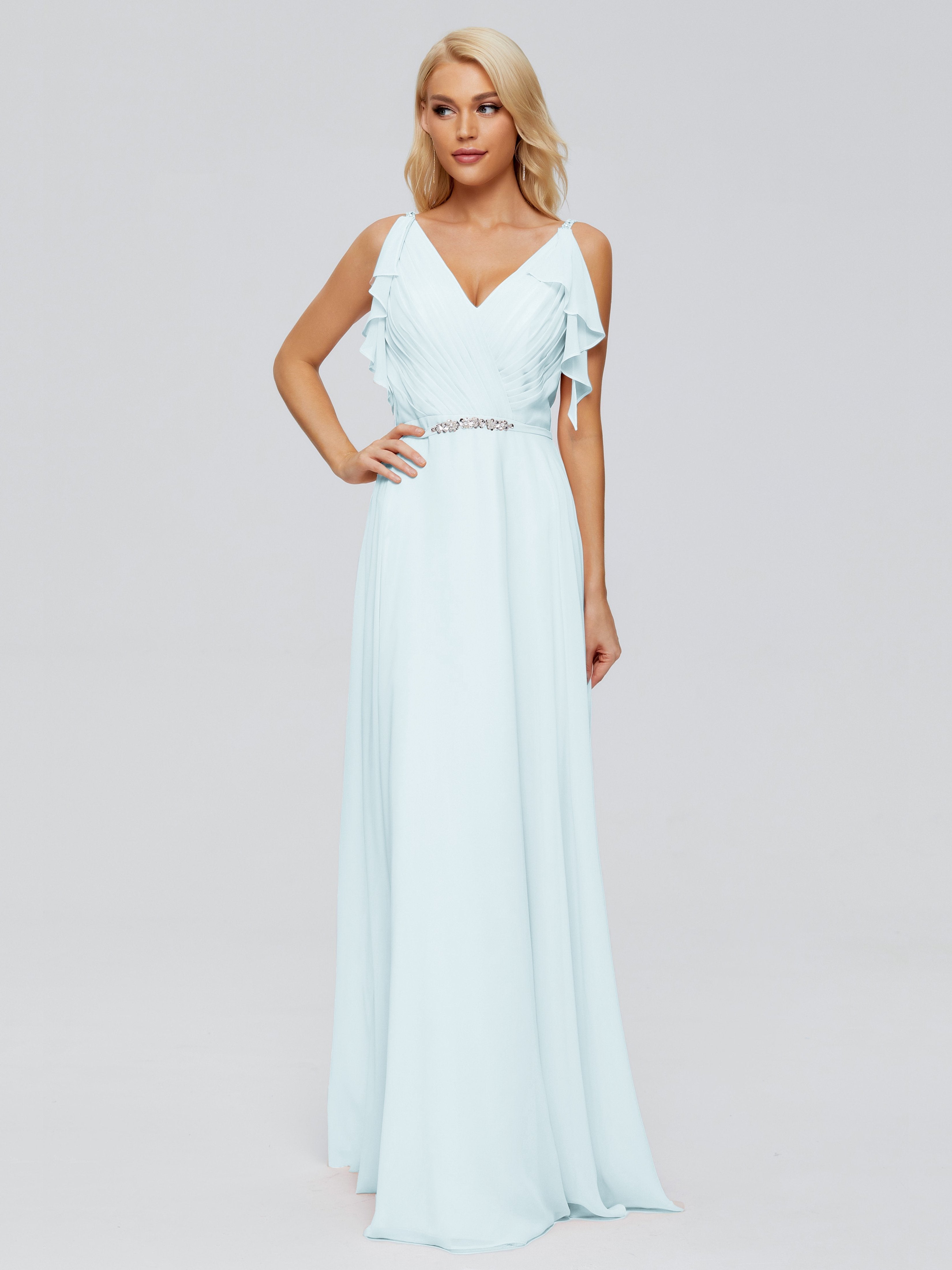 Brianna Straps V-back Chiffon Bridesmaid Dresses