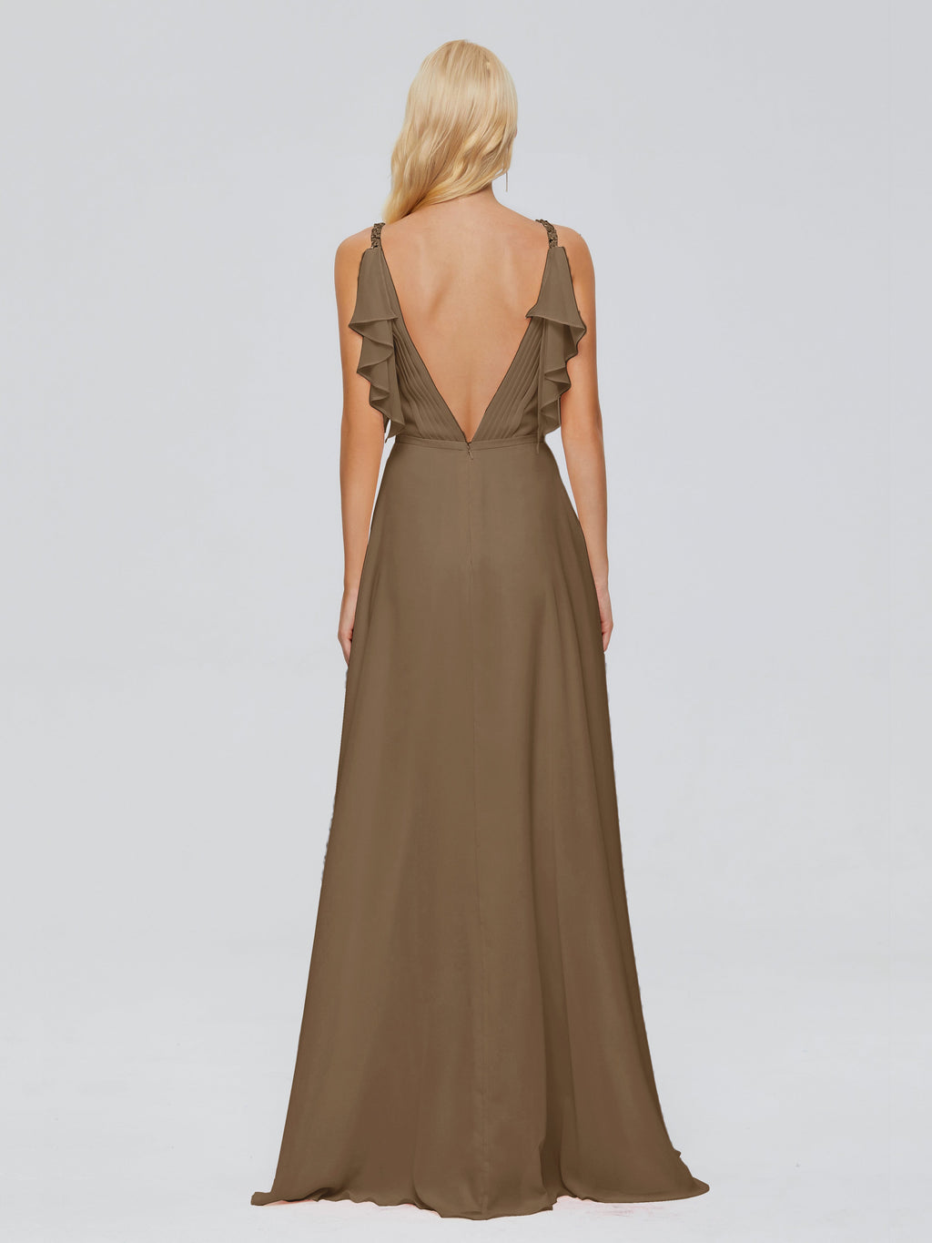 Brianna Straps V-back Chiffon Bridesmaid Dresses