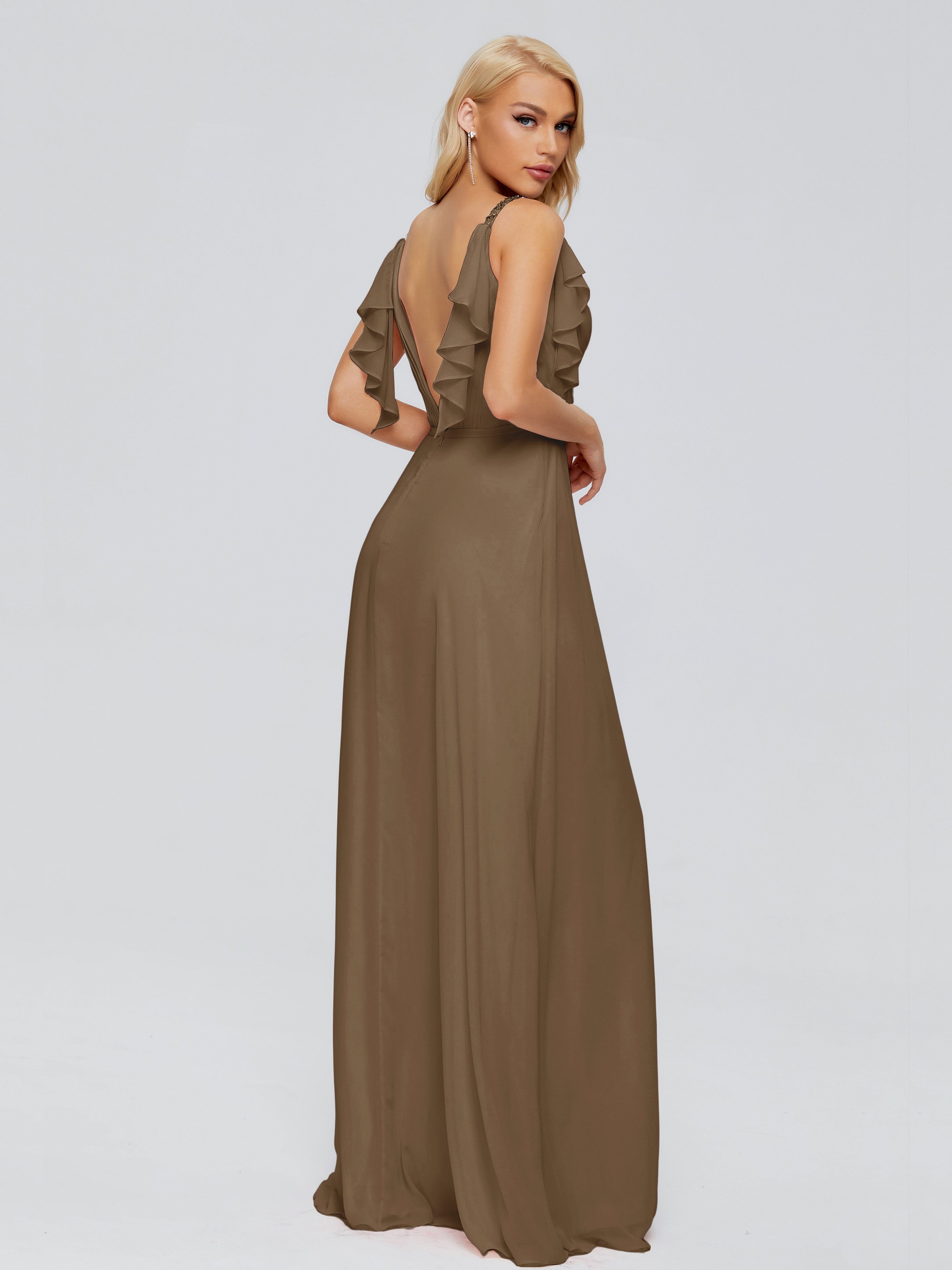 Brianna Straps V-back Chiffon Bridesmaid Dresses