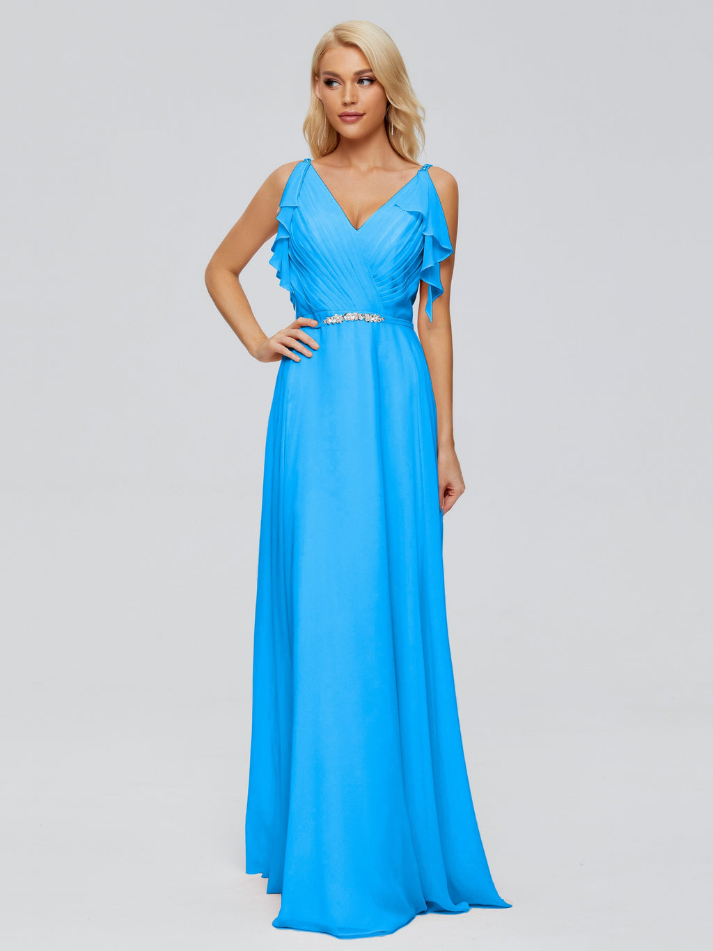 Brianna Straps V-back Chiffon Bridesmaid Dresses