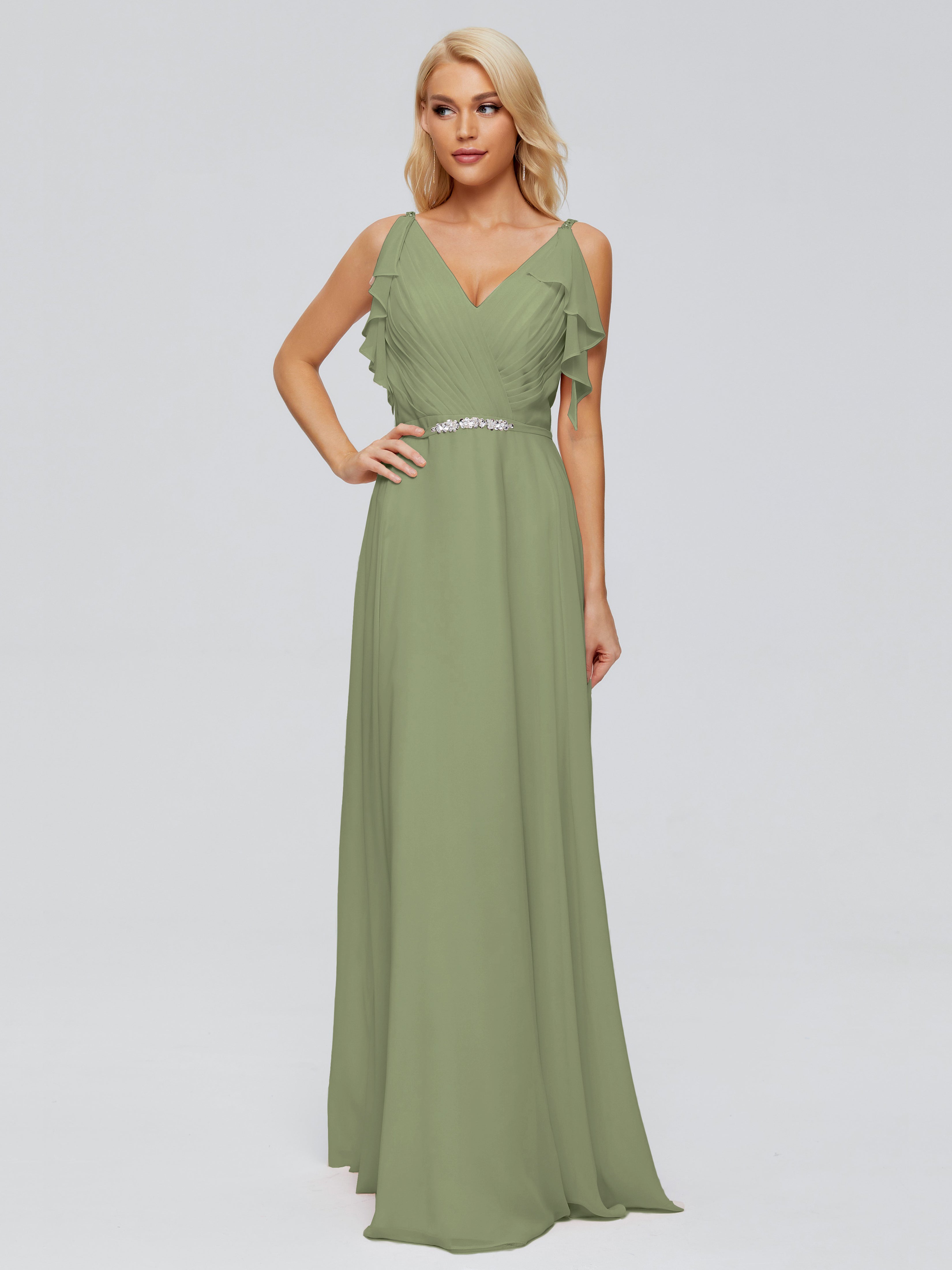 Brianna Straps V-back Chiffon Bridesmaid Dresses