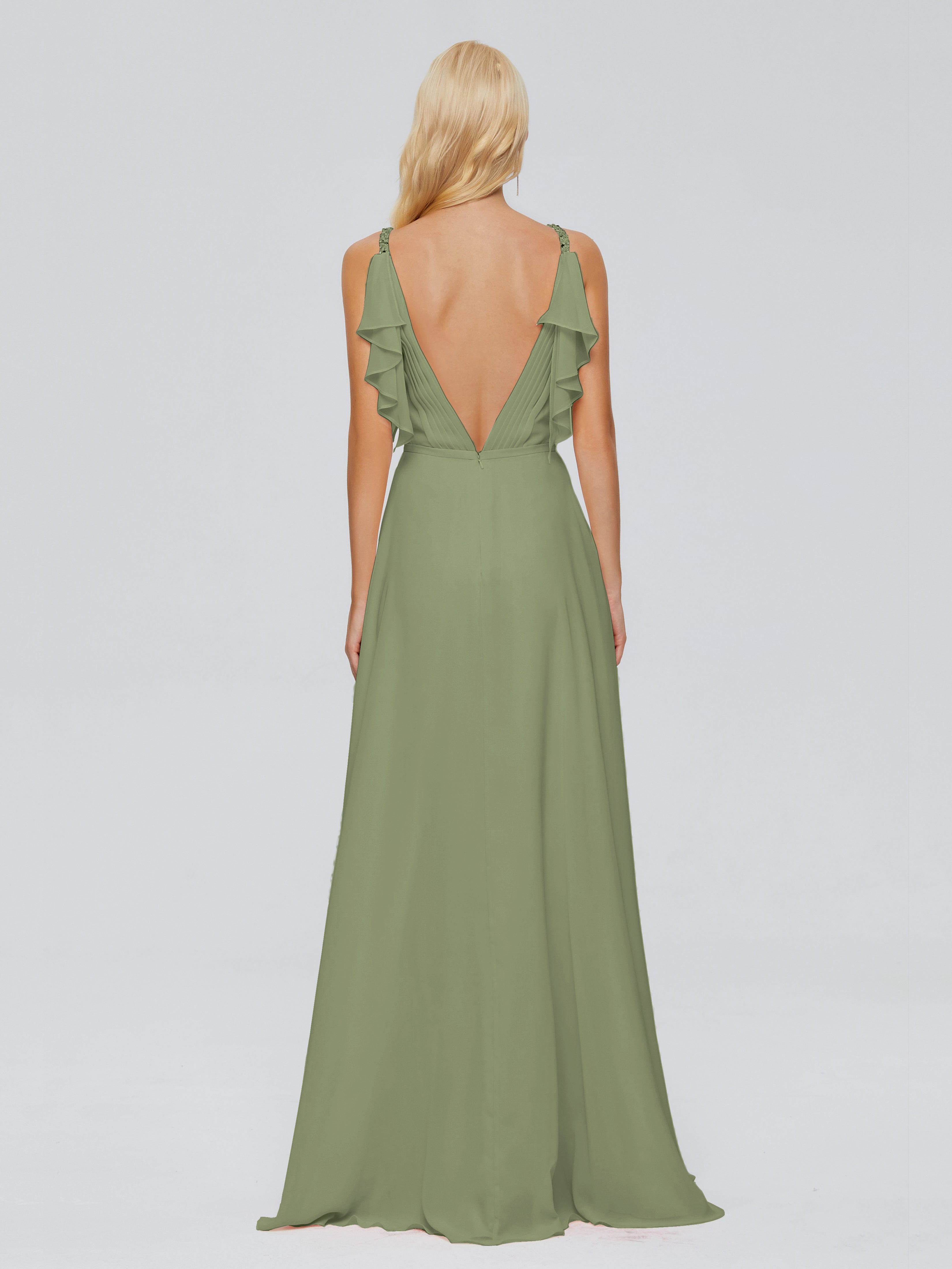 Brianna Straps V-back Chiffon Bridesmaid Dresses