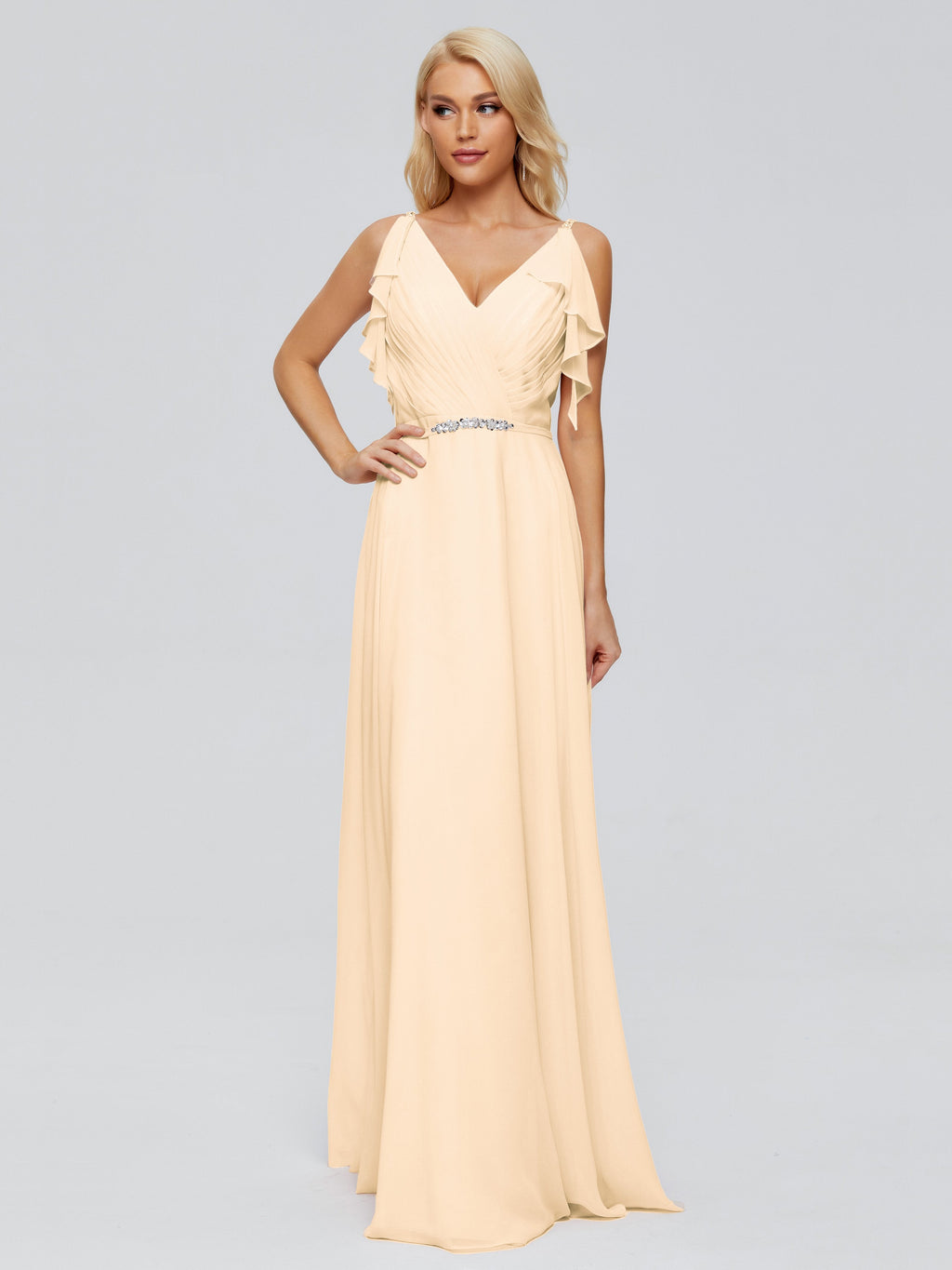 Brianna Straps V-back Chiffon Bridesmaid Dresses