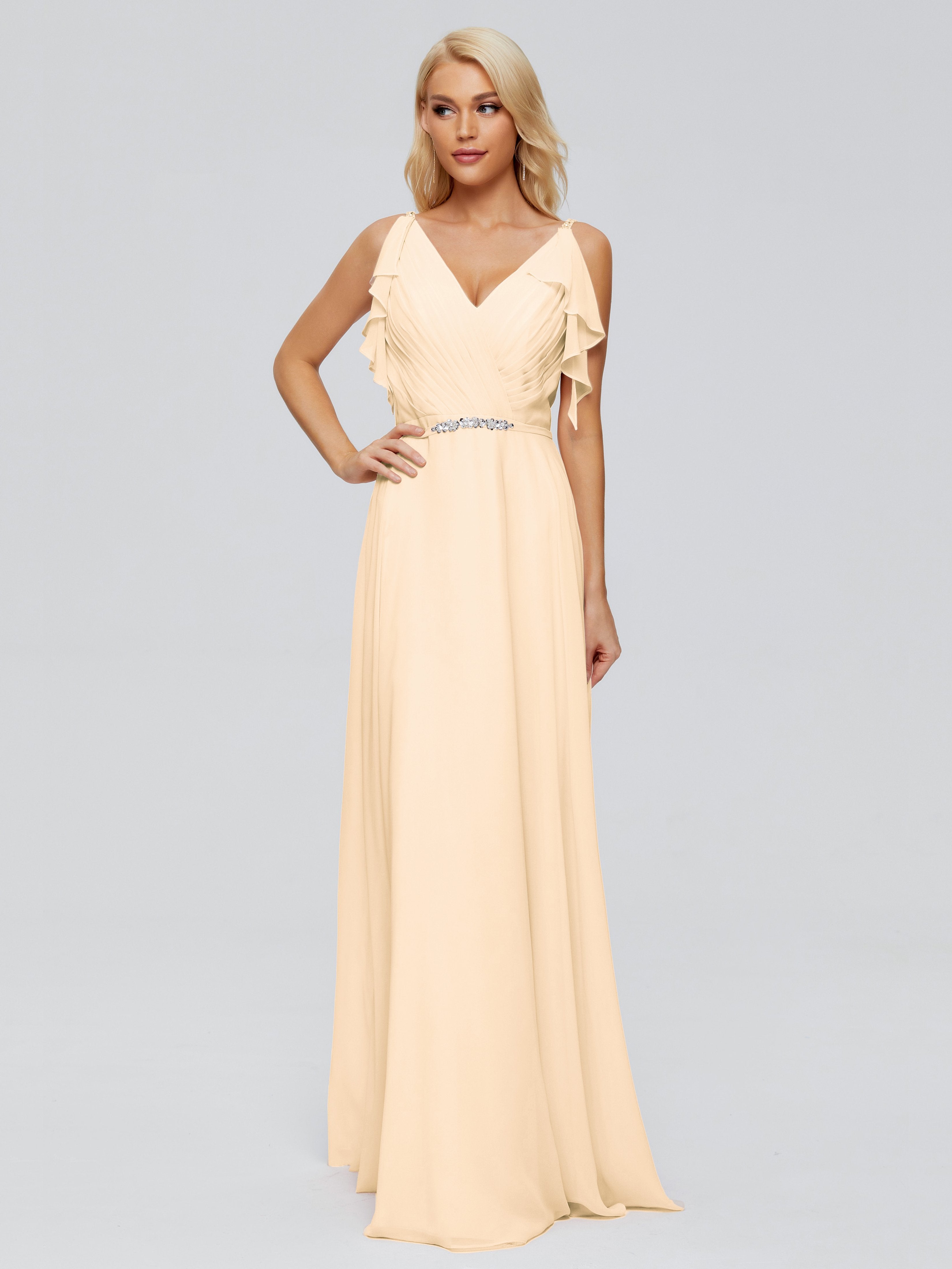 Brianna Straps V-back Chiffon Bridesmaid Dresses