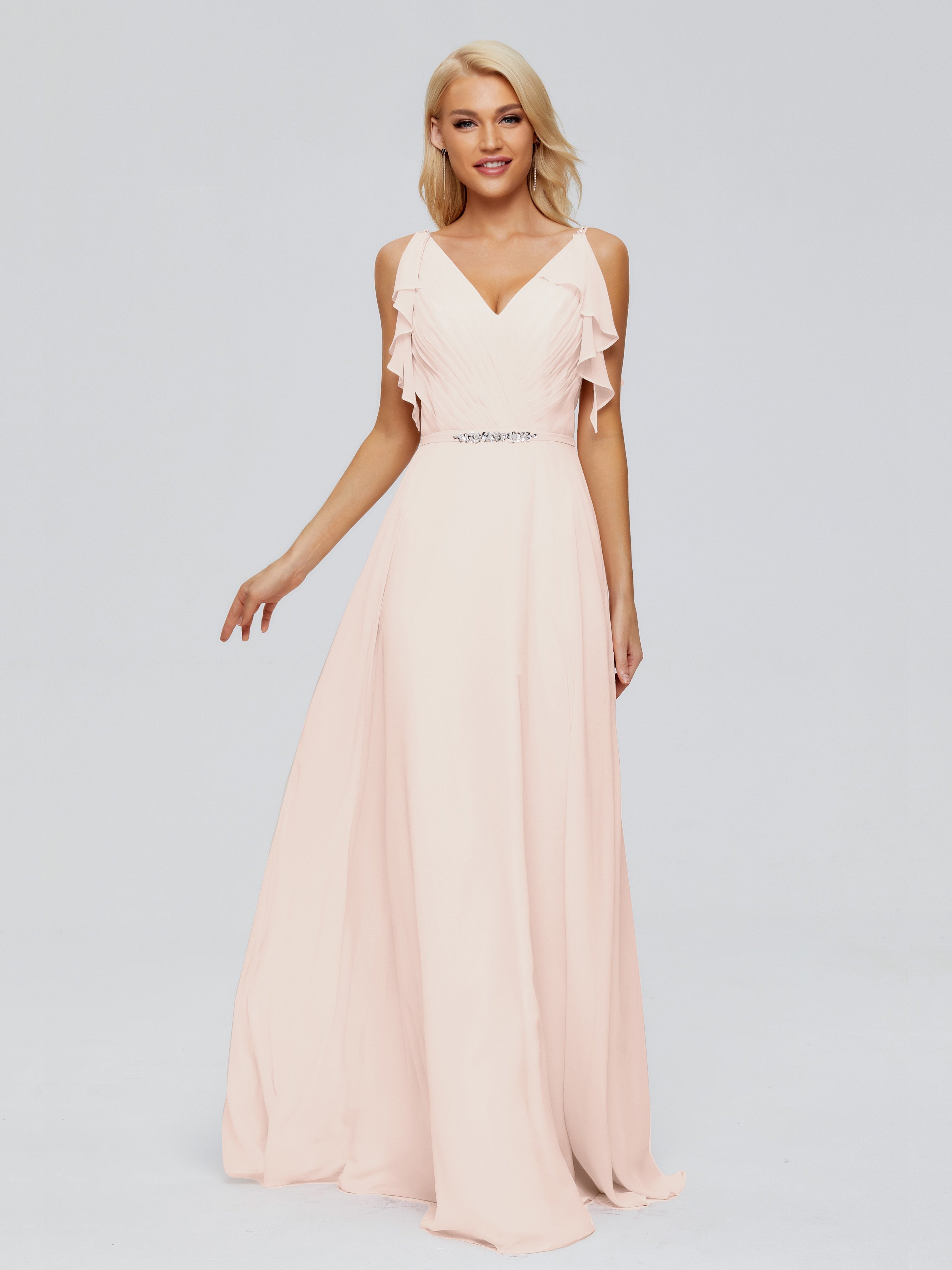 Brianna Straps V-back Chiffon Bridesmaid Dresses
