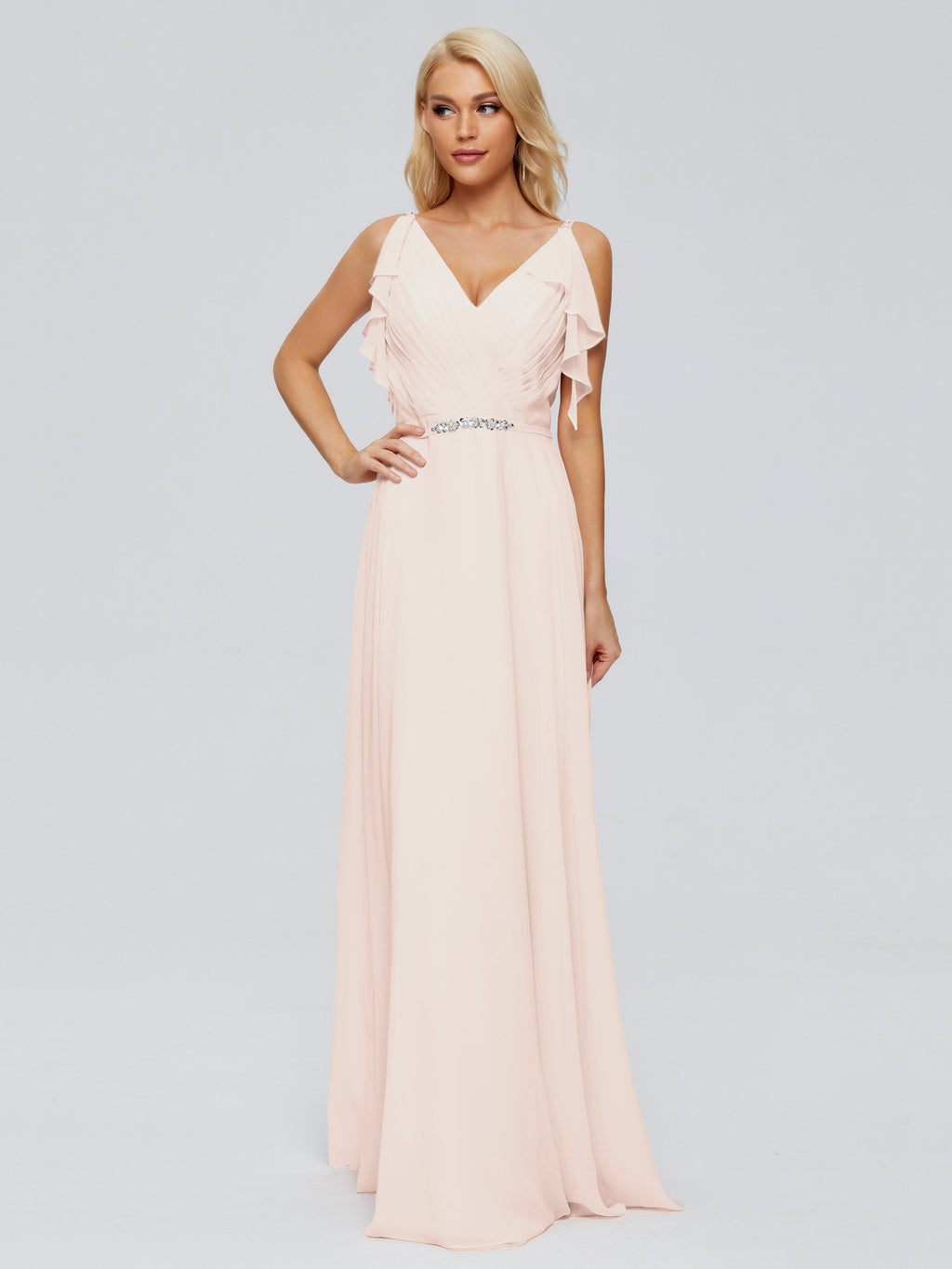 Brianna Straps V-back Chiffon Bridesmaid Dresses