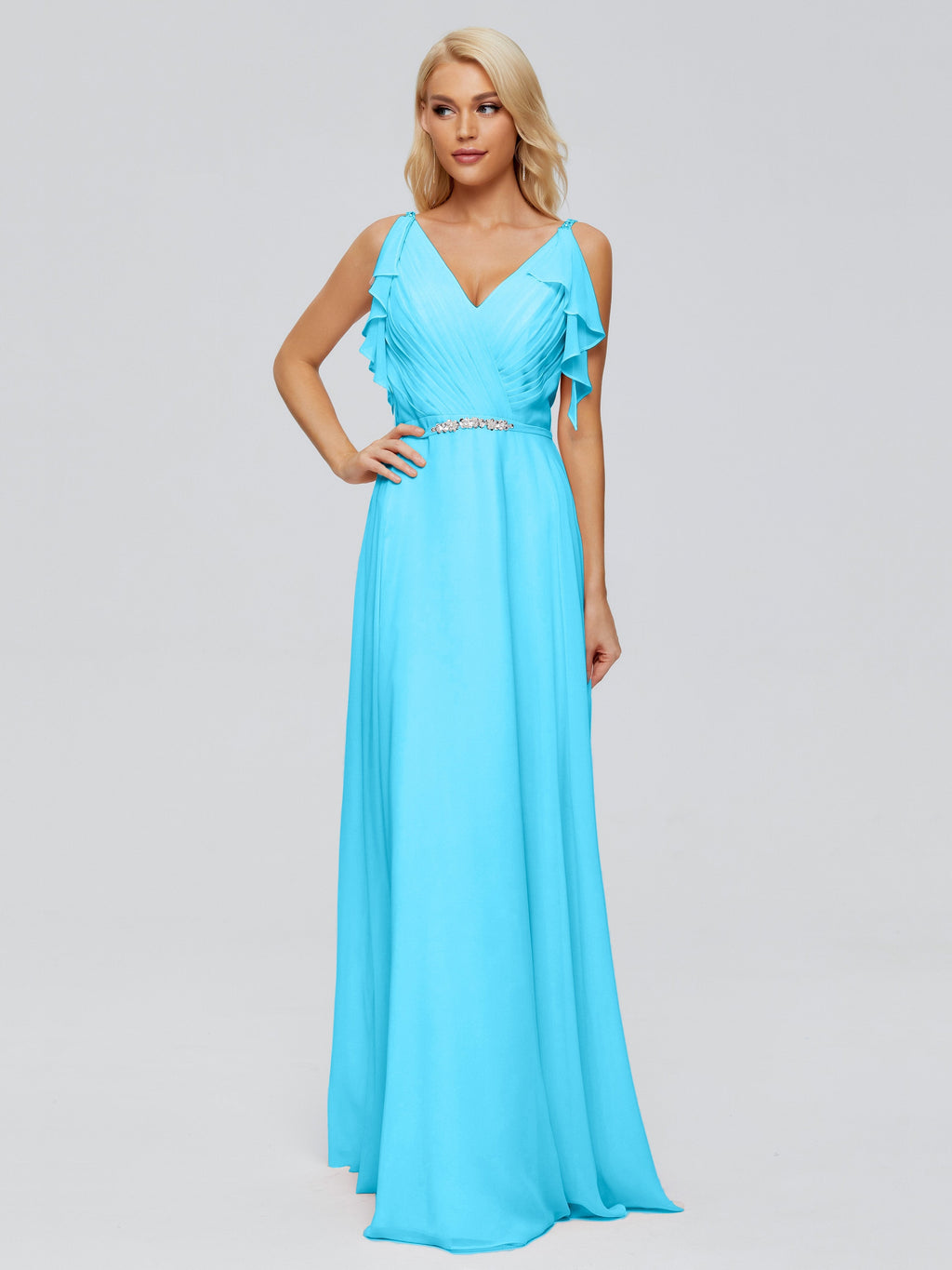 Brianna Straps V-back Chiffon Bridesmaid Dresses