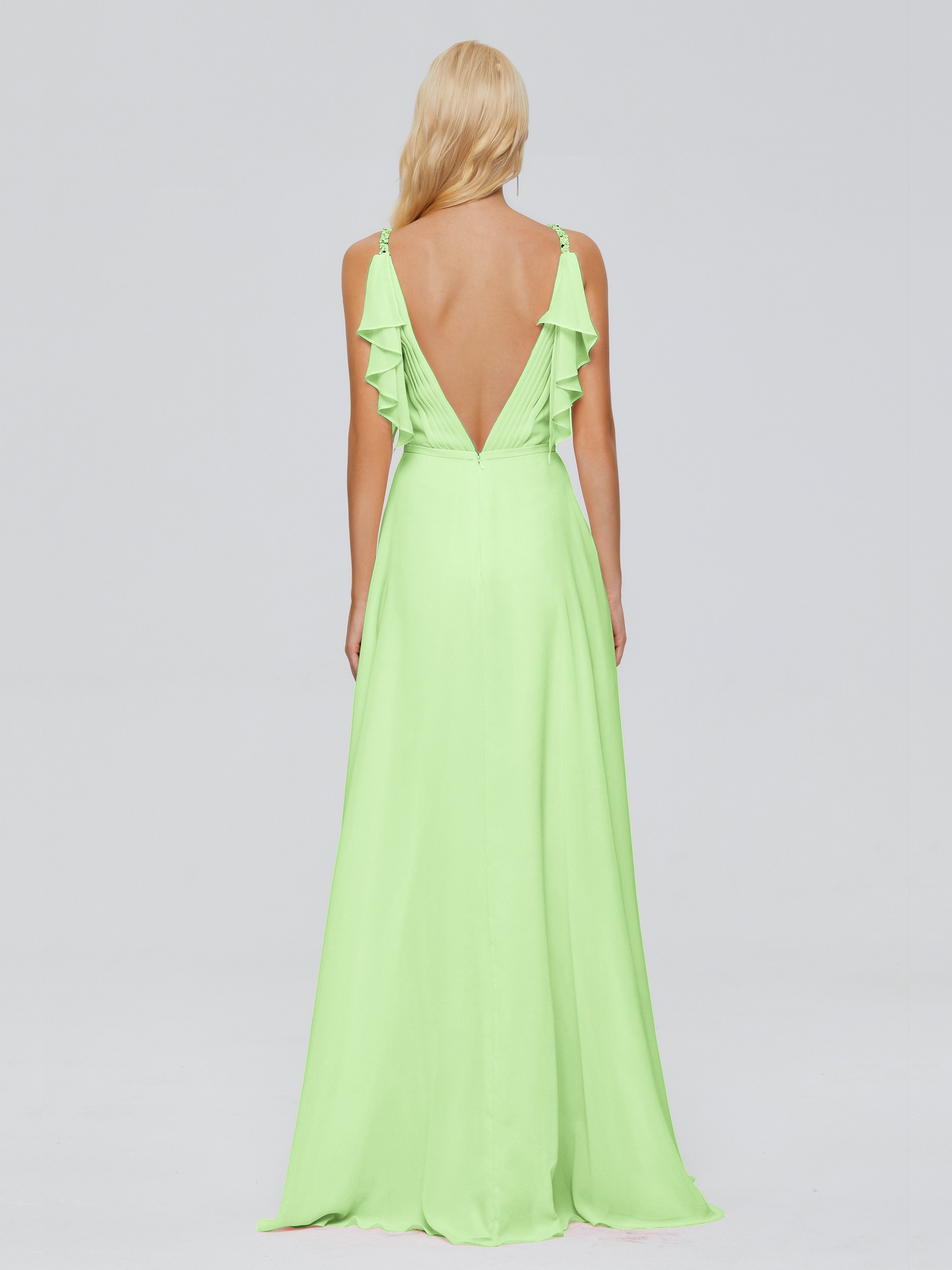 Brianna Straps V-back Chiffon Bridesmaid Dresses