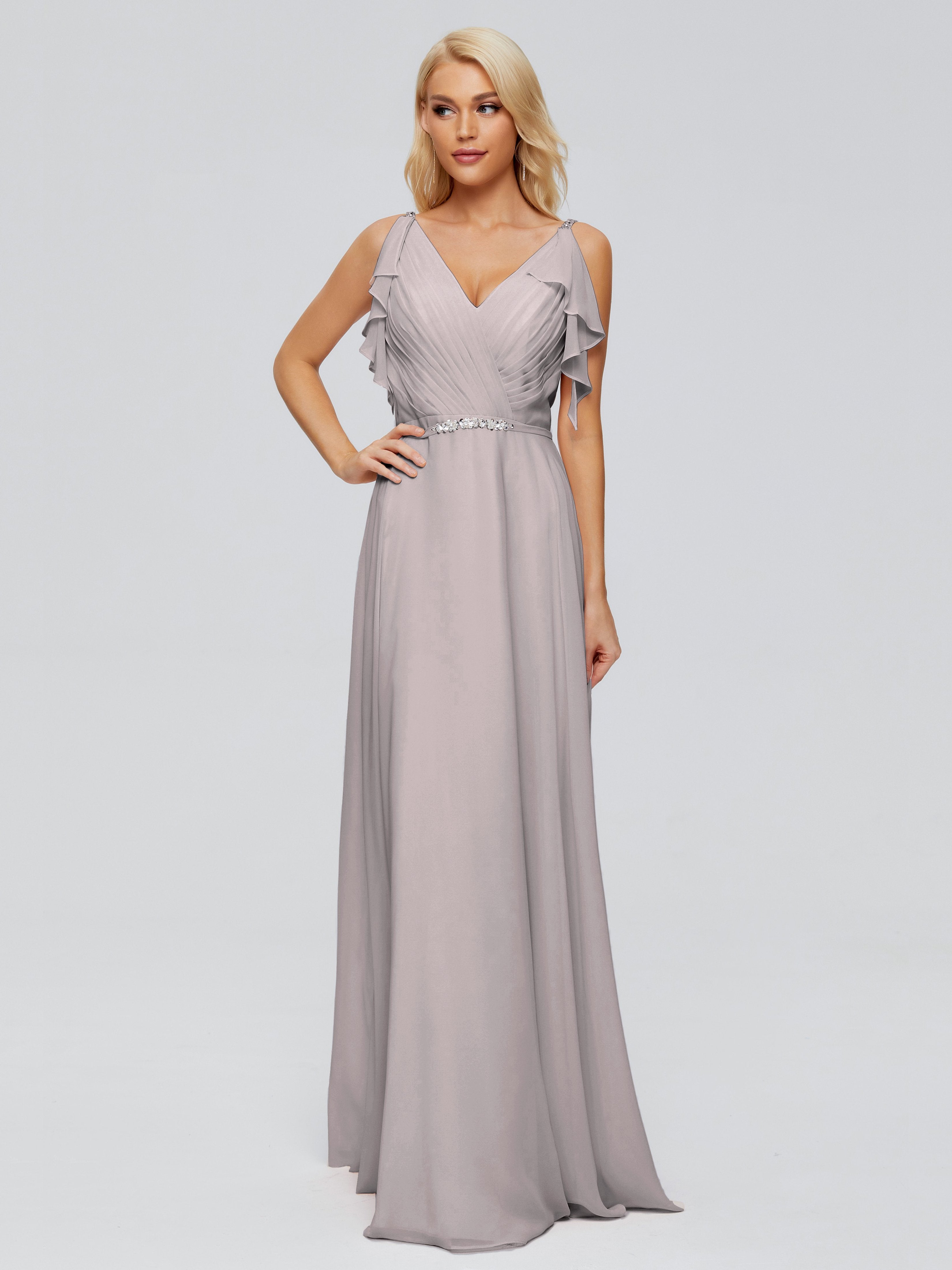 Brianna Straps V-back Chiffon Bridesmaid Dresses