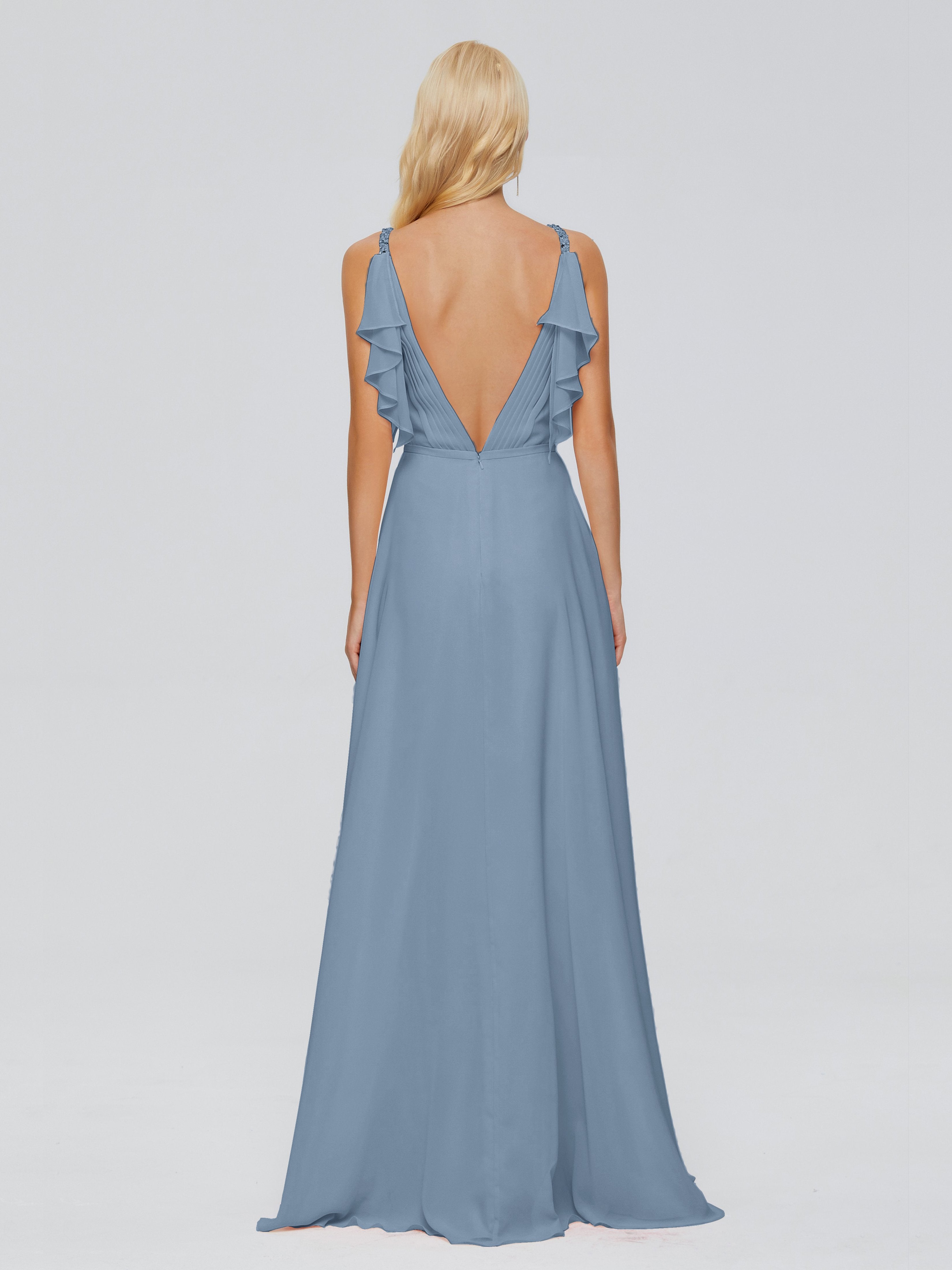 Brianna Straps V-back Chiffon Bridesmaid Dresses