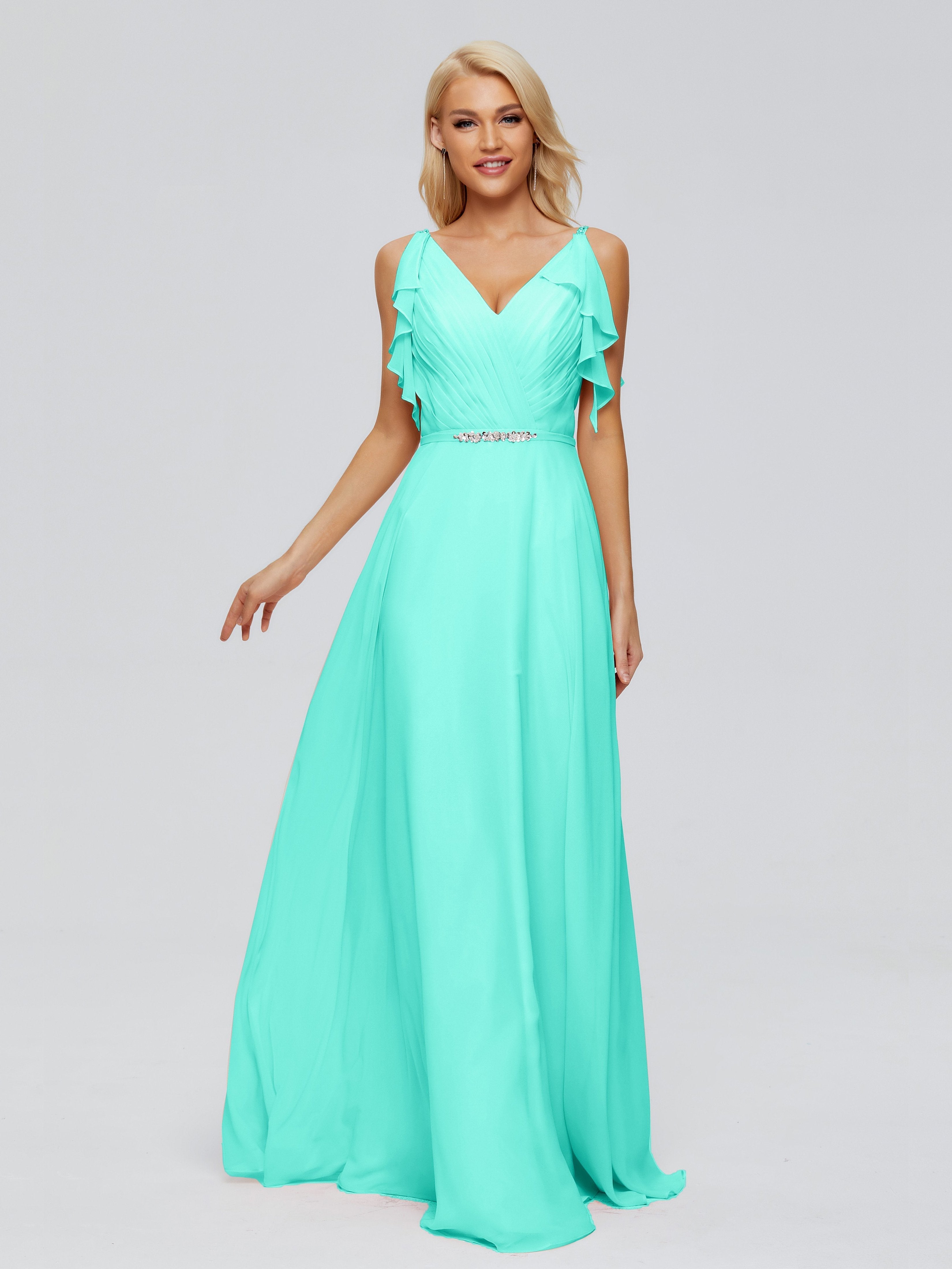 Brianna Straps V-back Chiffon Bridesmaid Dresses