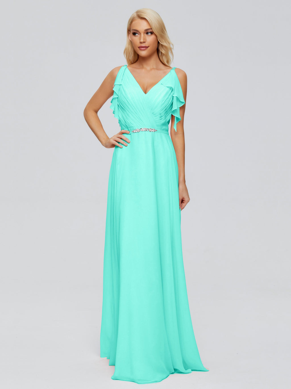 Brianna Straps V-back Chiffon Bridesmaid Dresses