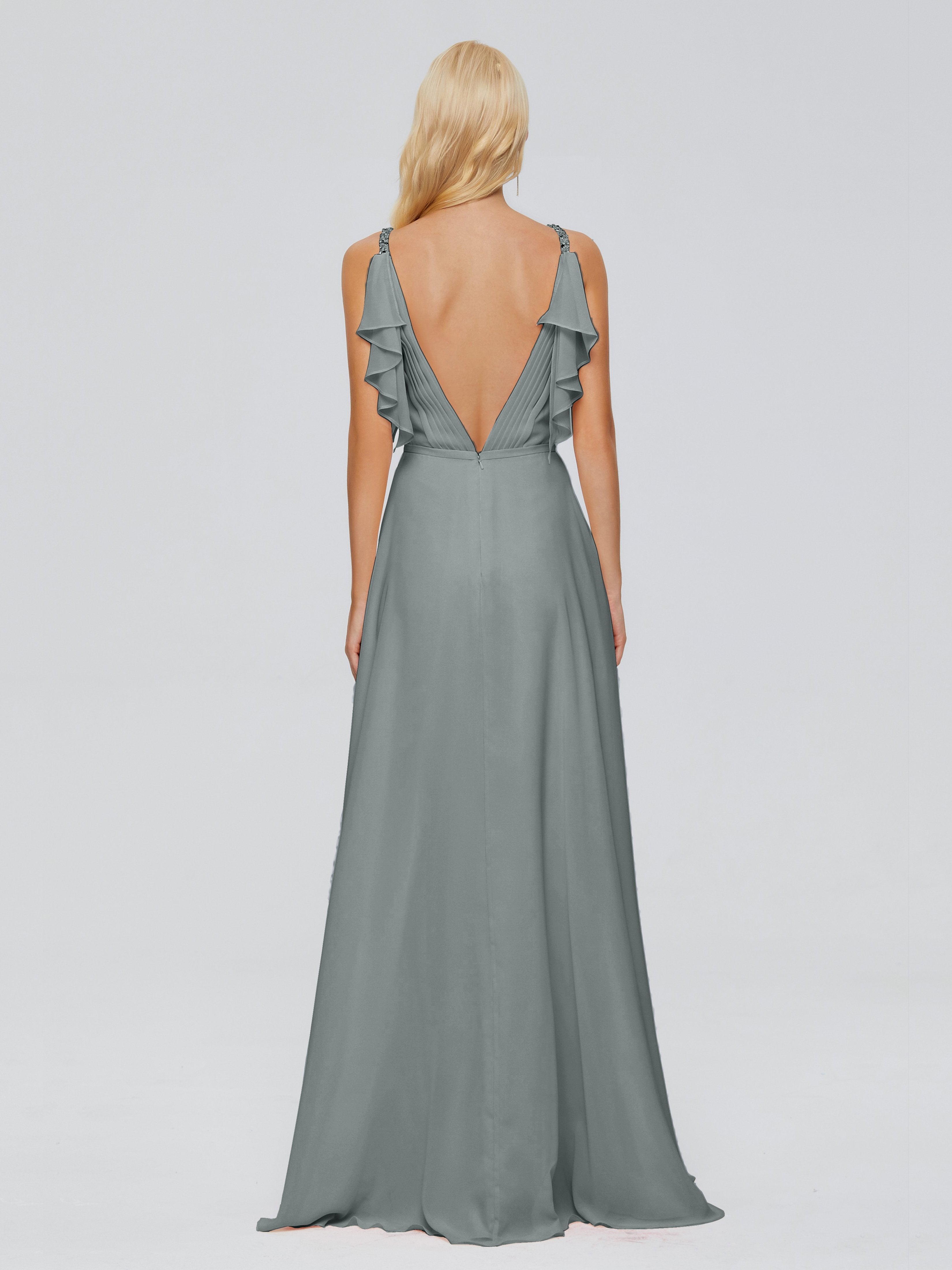 Brianna Straps V-back Chiffon Bridesmaid Dresses