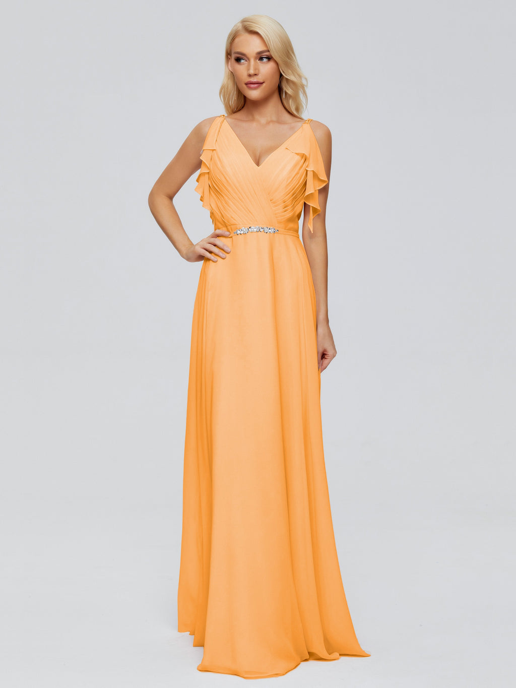 Brianna Straps V-back Chiffon Bridesmaid Dresses