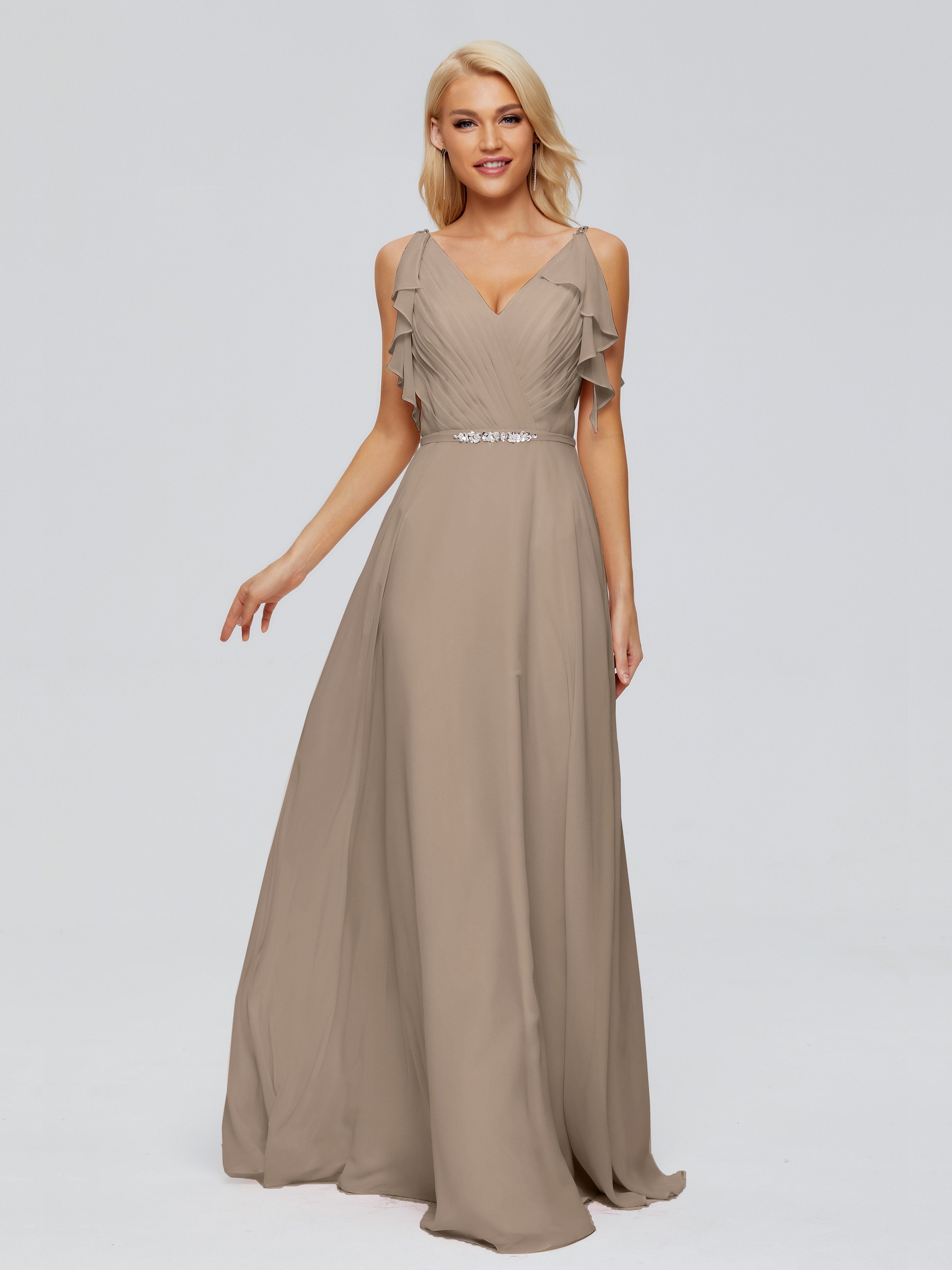 Brianna Straps V-back Chiffon Bridesmaid Dresses