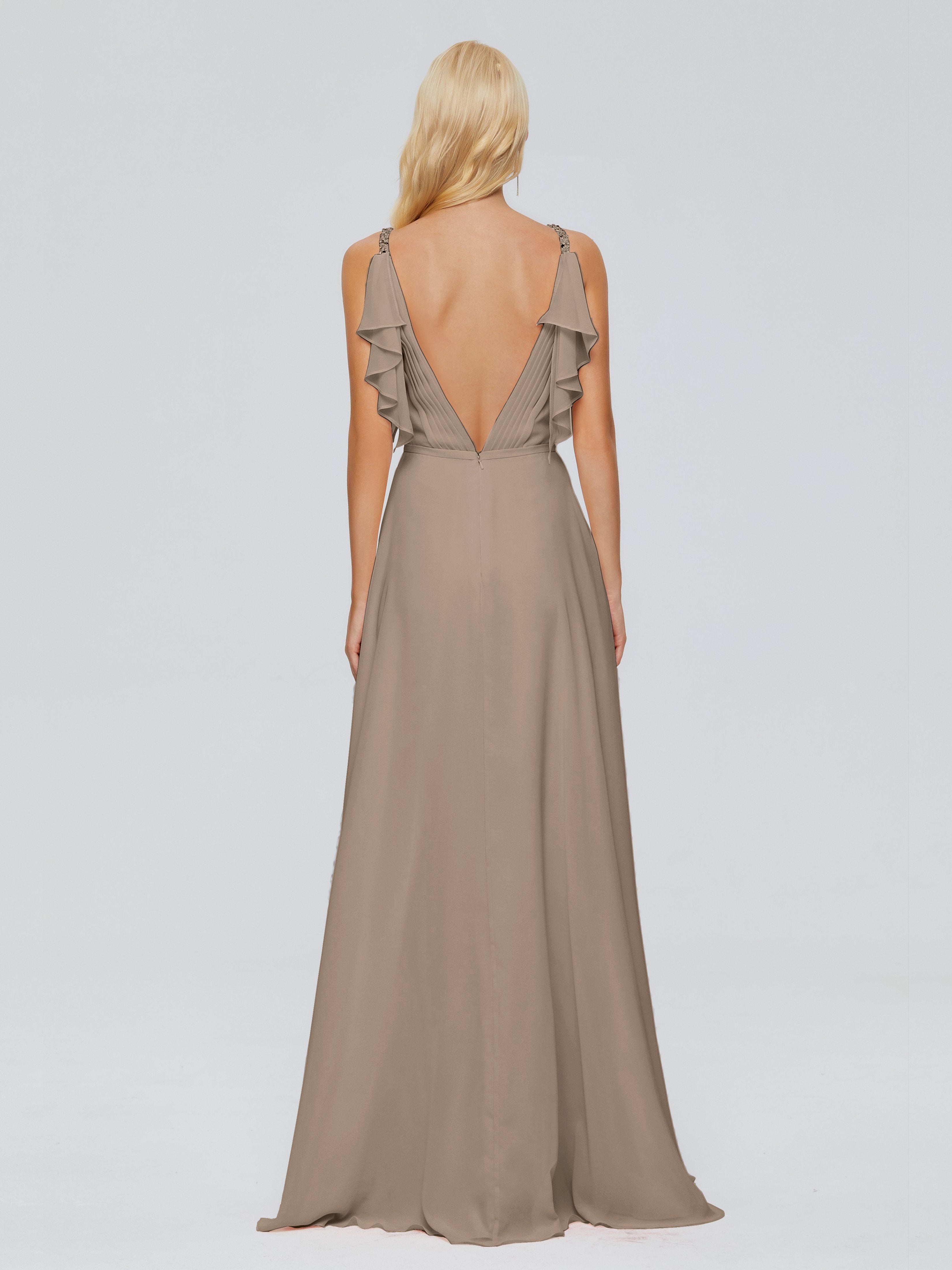 Brianna Straps V-back Chiffon Bridesmaid Dresses