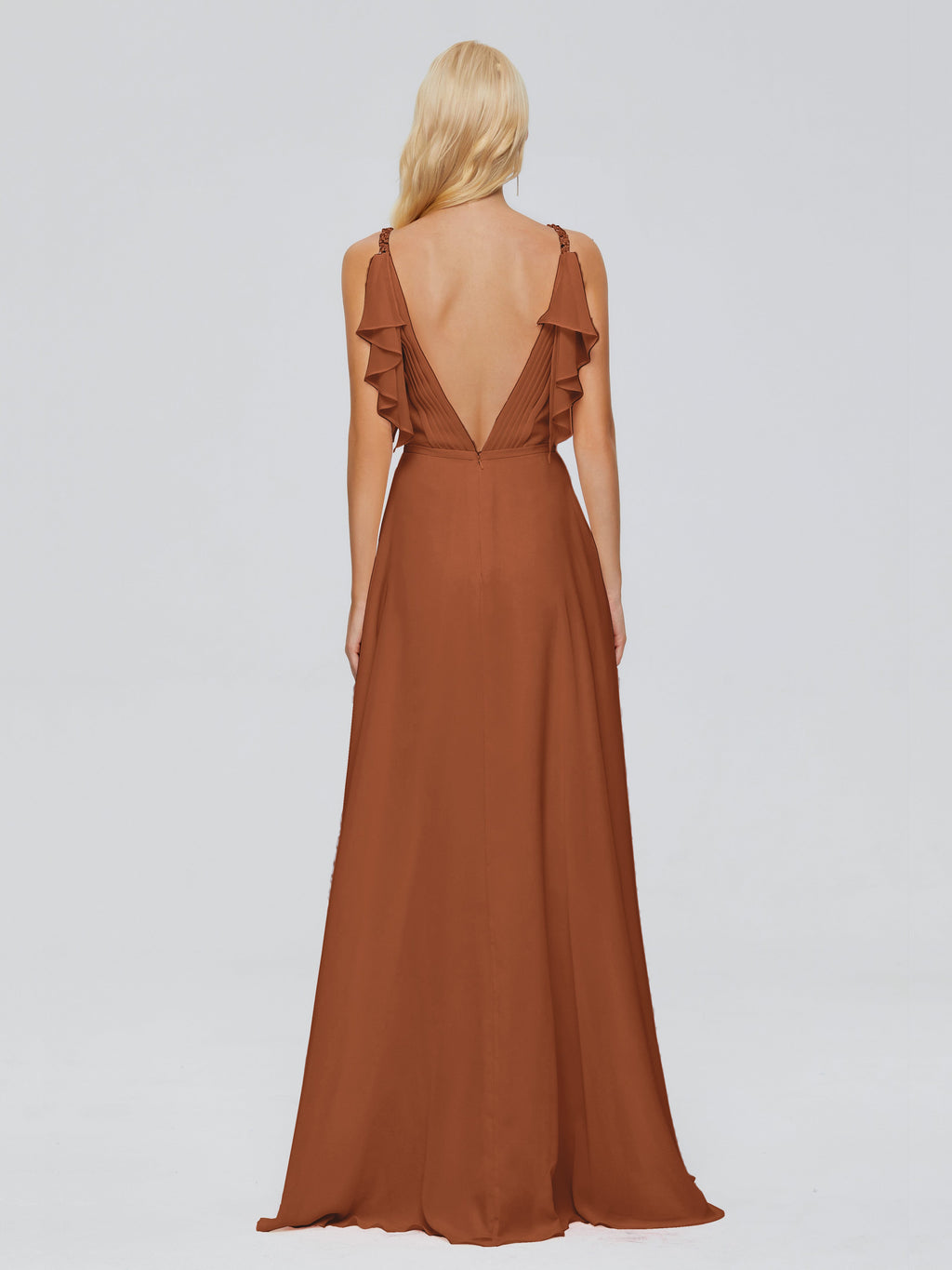 Brianna Straps V-back Chiffon Bridesmaid Dresses