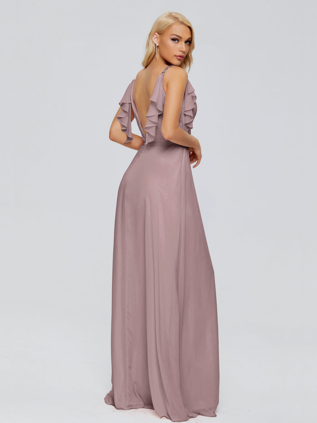 Brianna Straps V-back Chiffon Bridesmaid Dresses