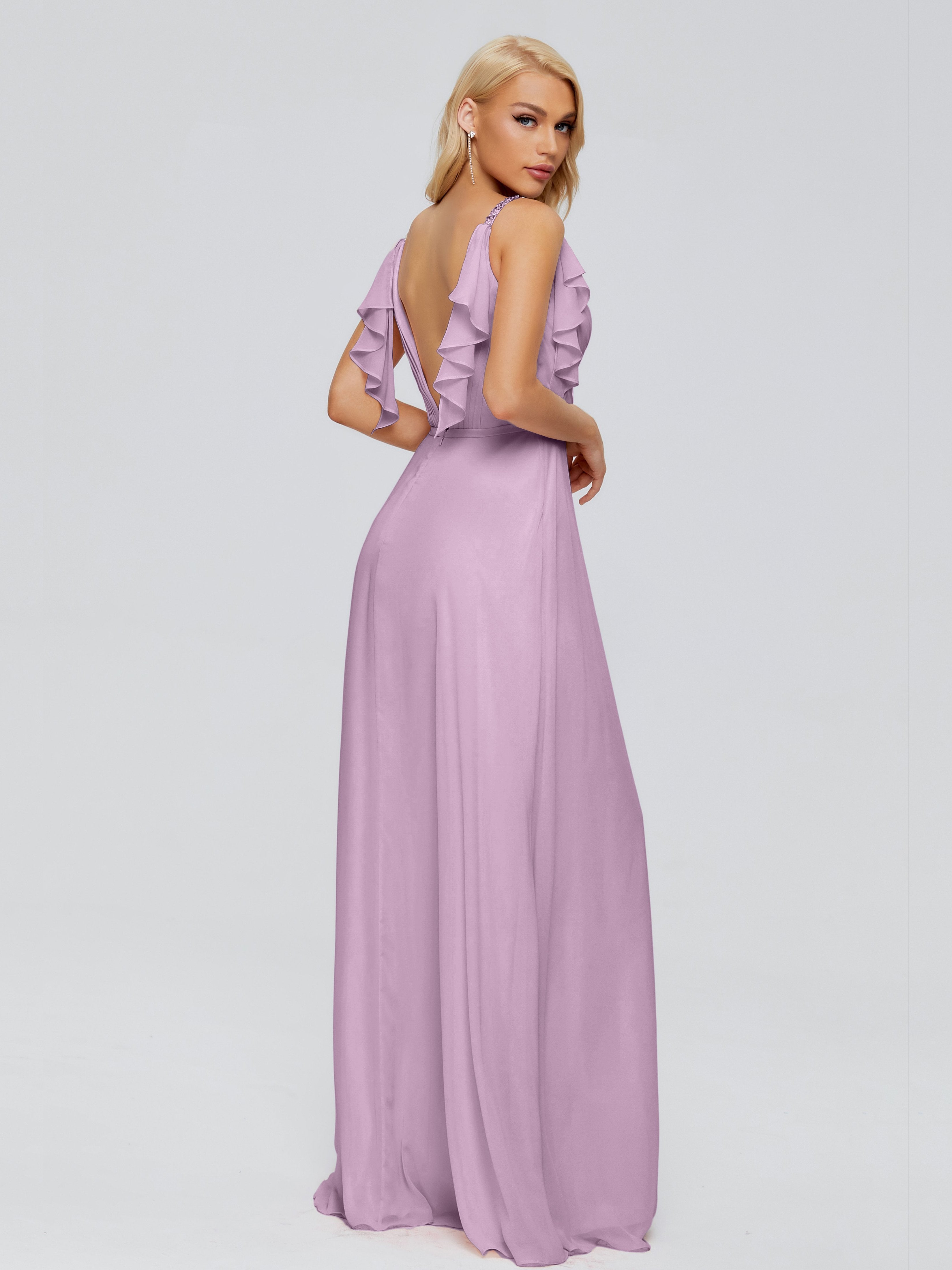 Brianna Straps V-back Chiffon Bridesmaid Dresses