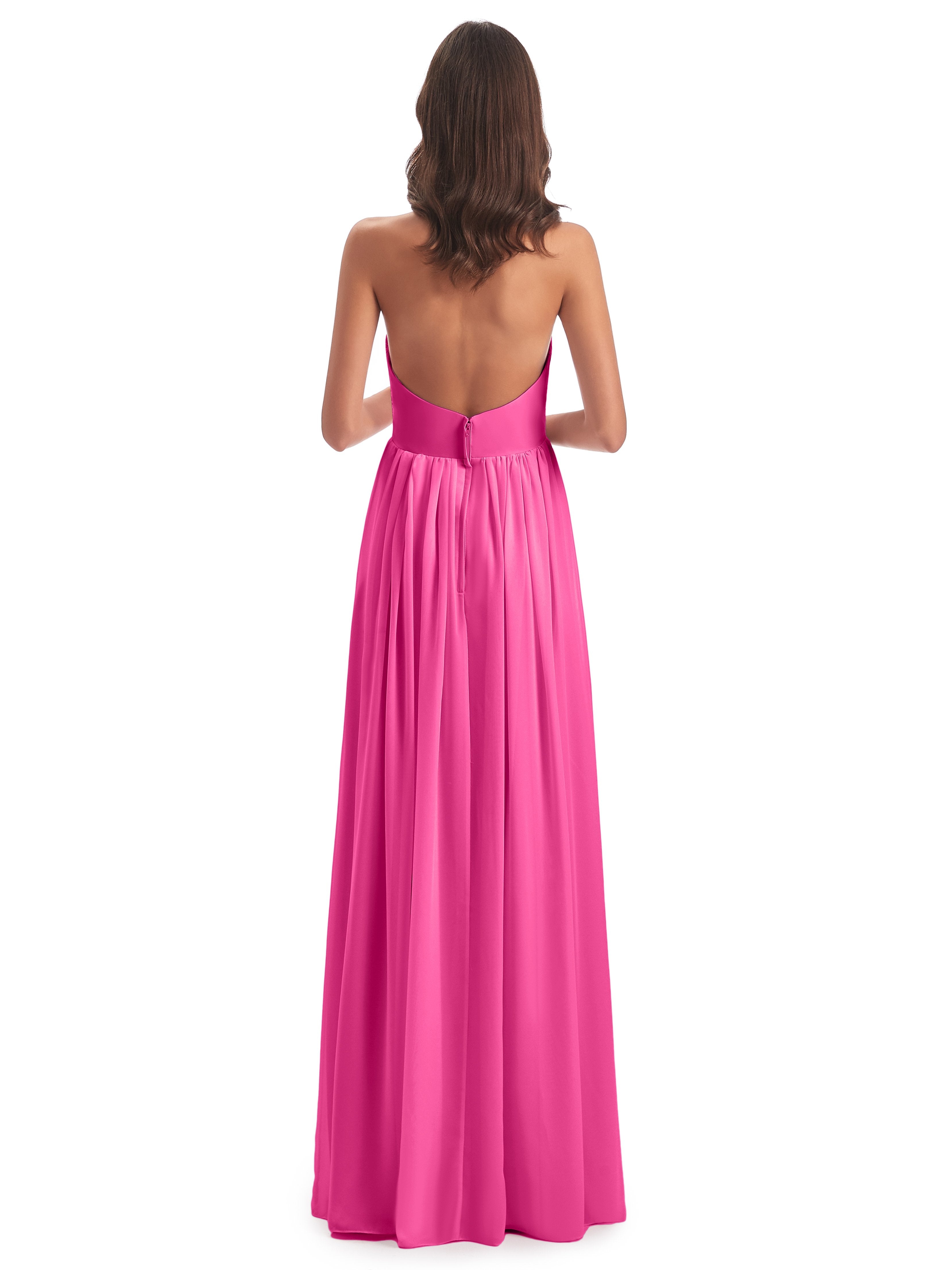 Camila A-line Halter Pleating Long Bridesmaid Dresses