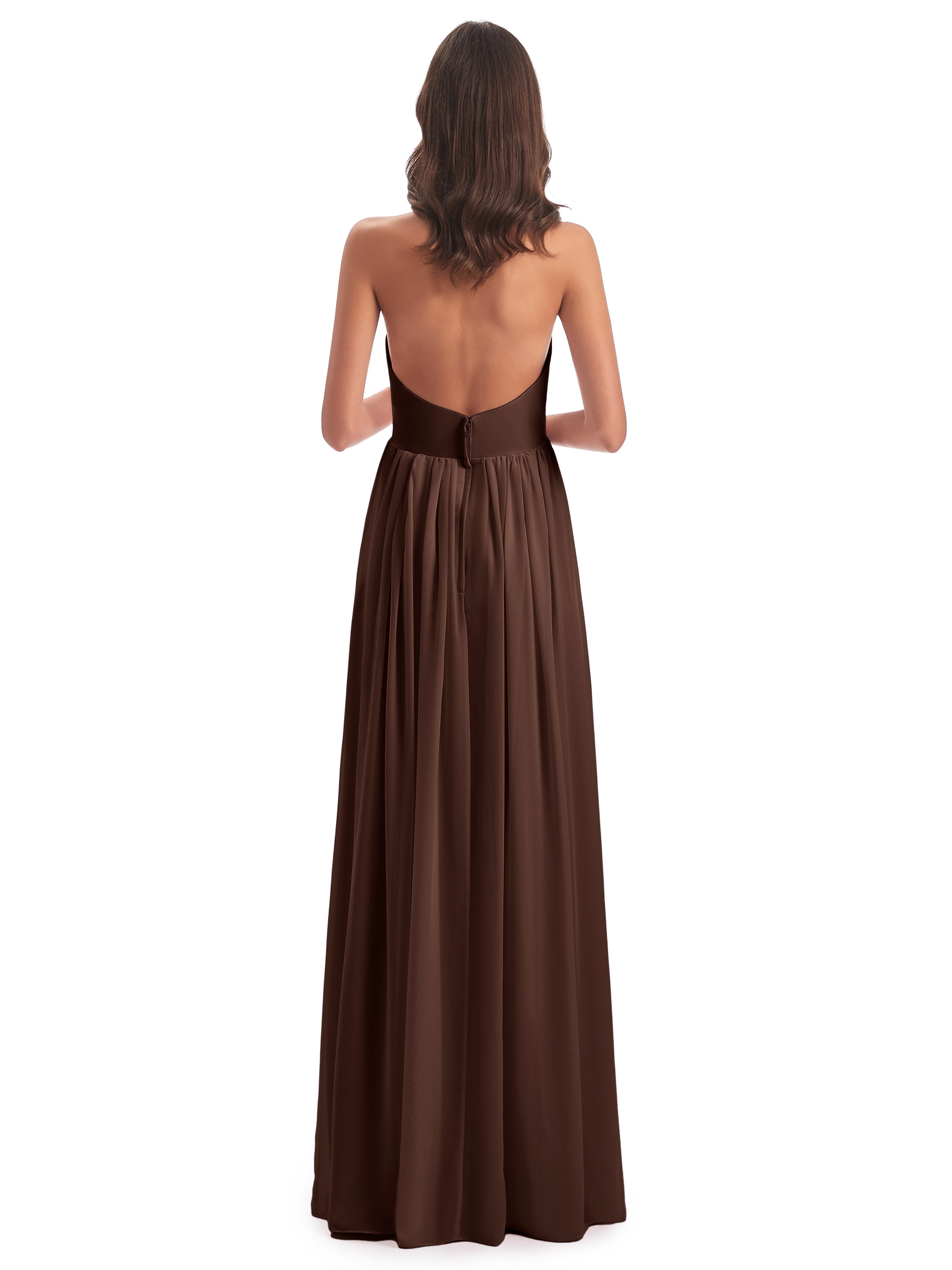 Camila A-line Halter Pleating Long Bridesmaid Dresses