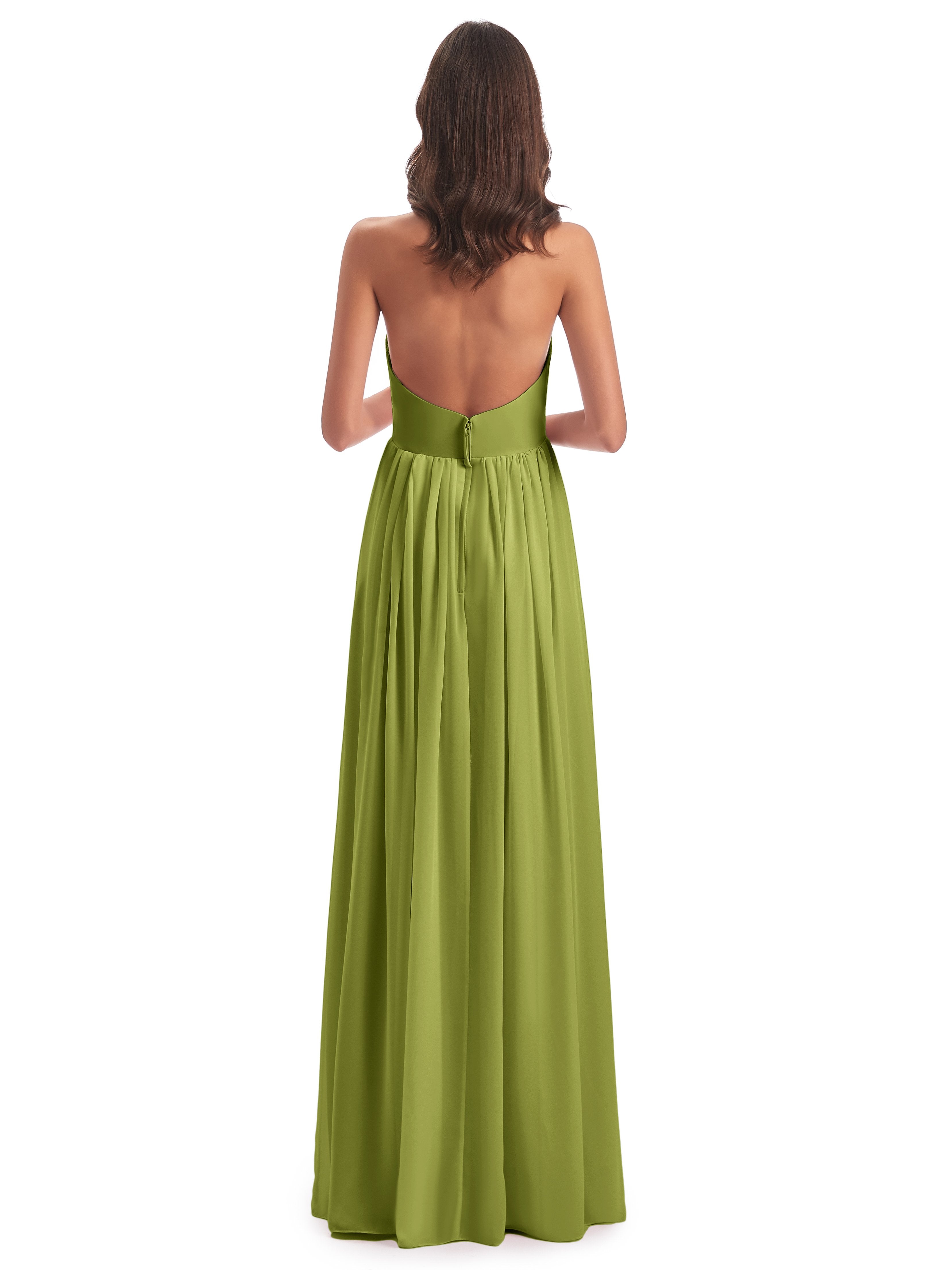 Camila A-line Halter Pleating Long Bridesmaid Dresses