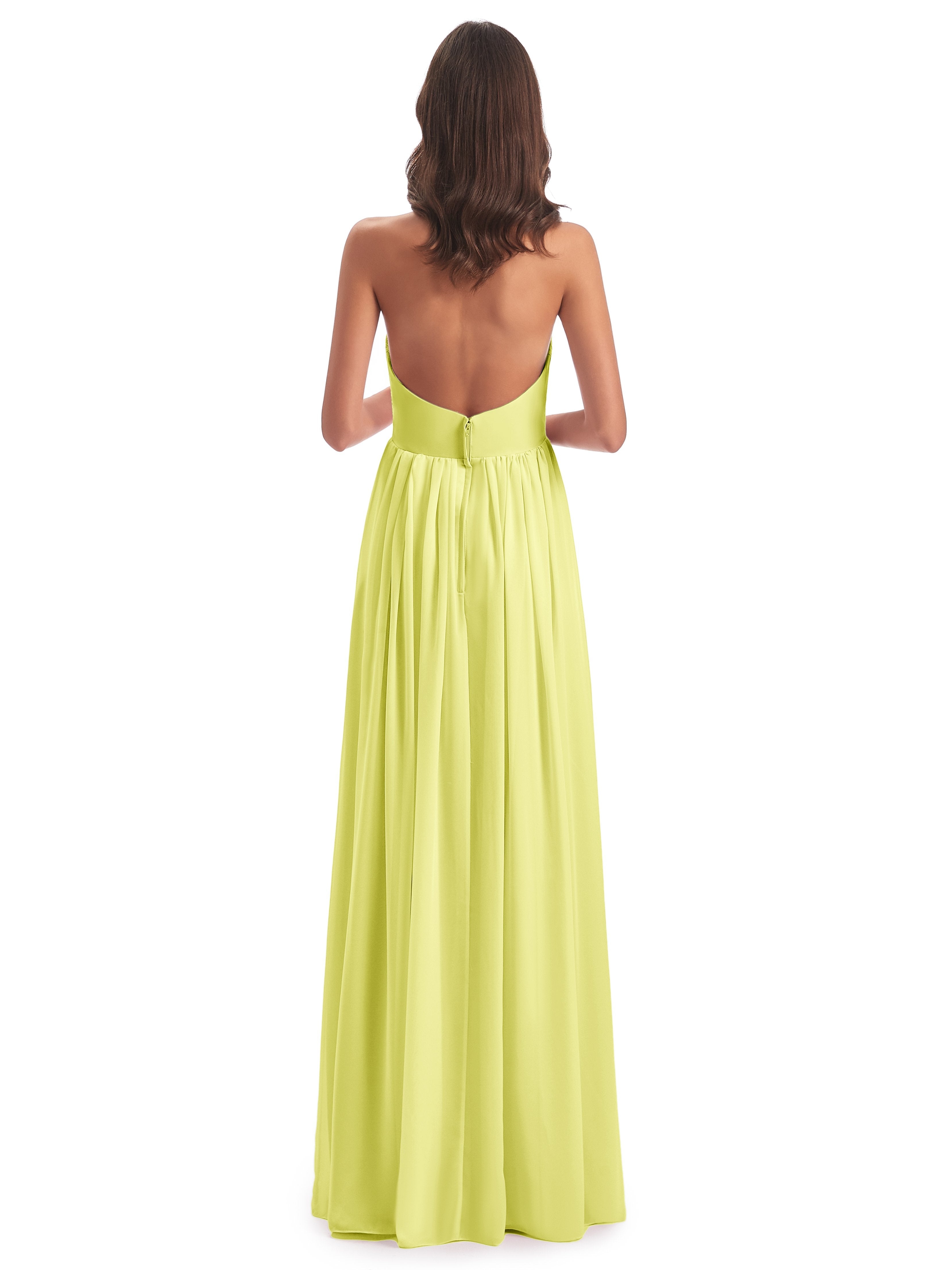 Camila A-line Halter Pleating Long Bridesmaid Dresses