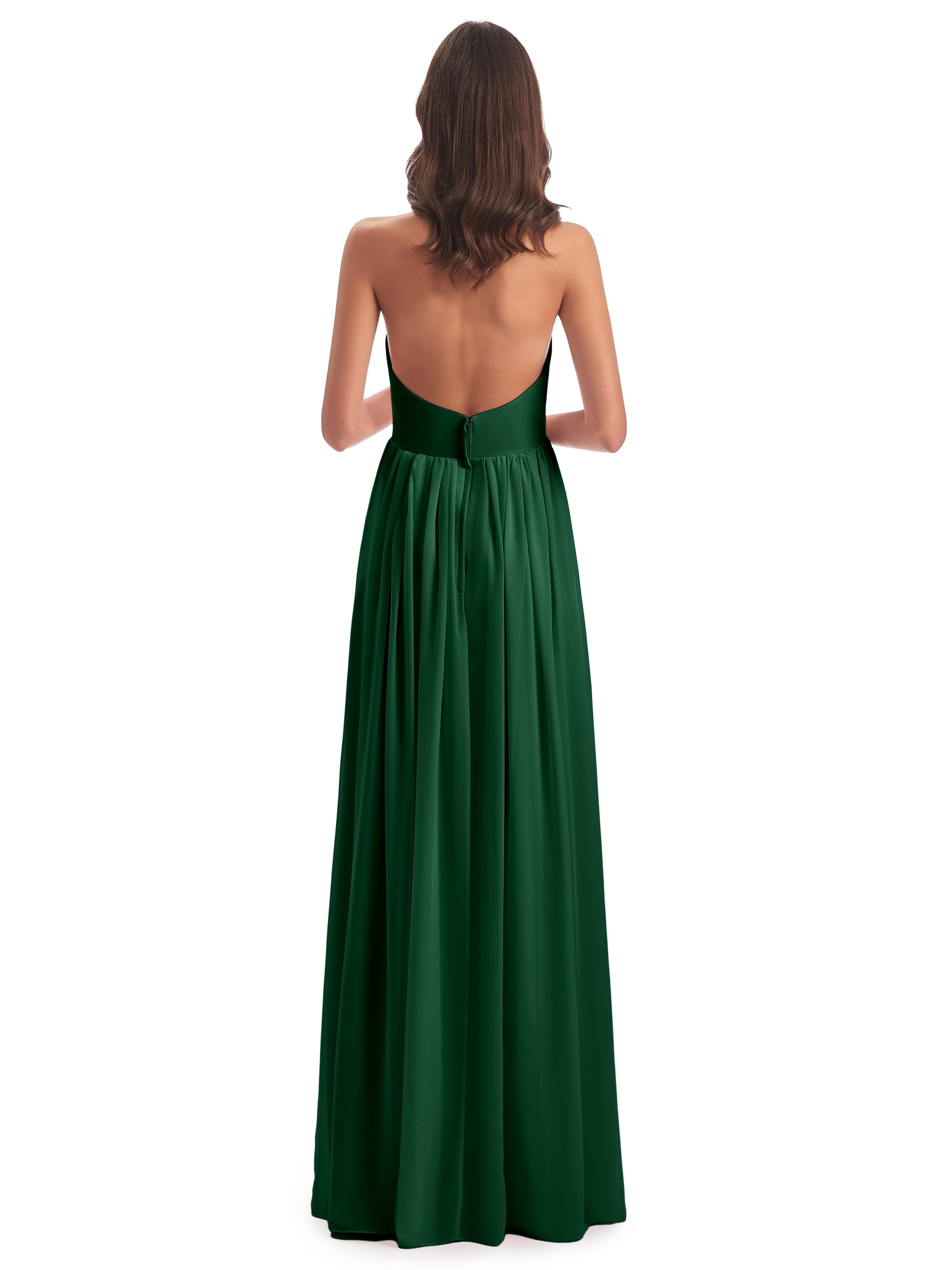 Camila A-line Halter Pleating Long Bridesmaid Dresses
