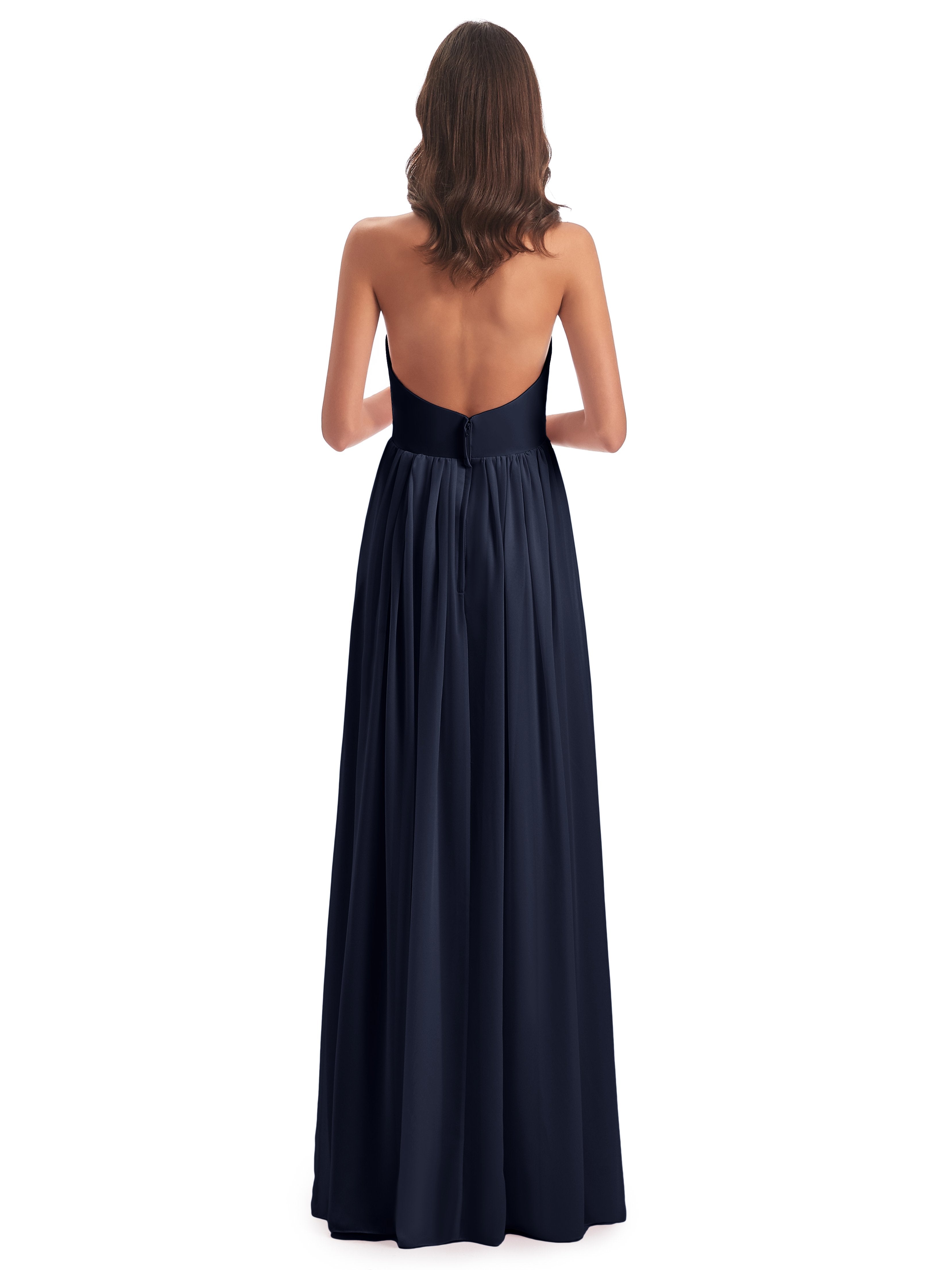 Camila A-line Halter Pleating Long Bridesmaid Dresses