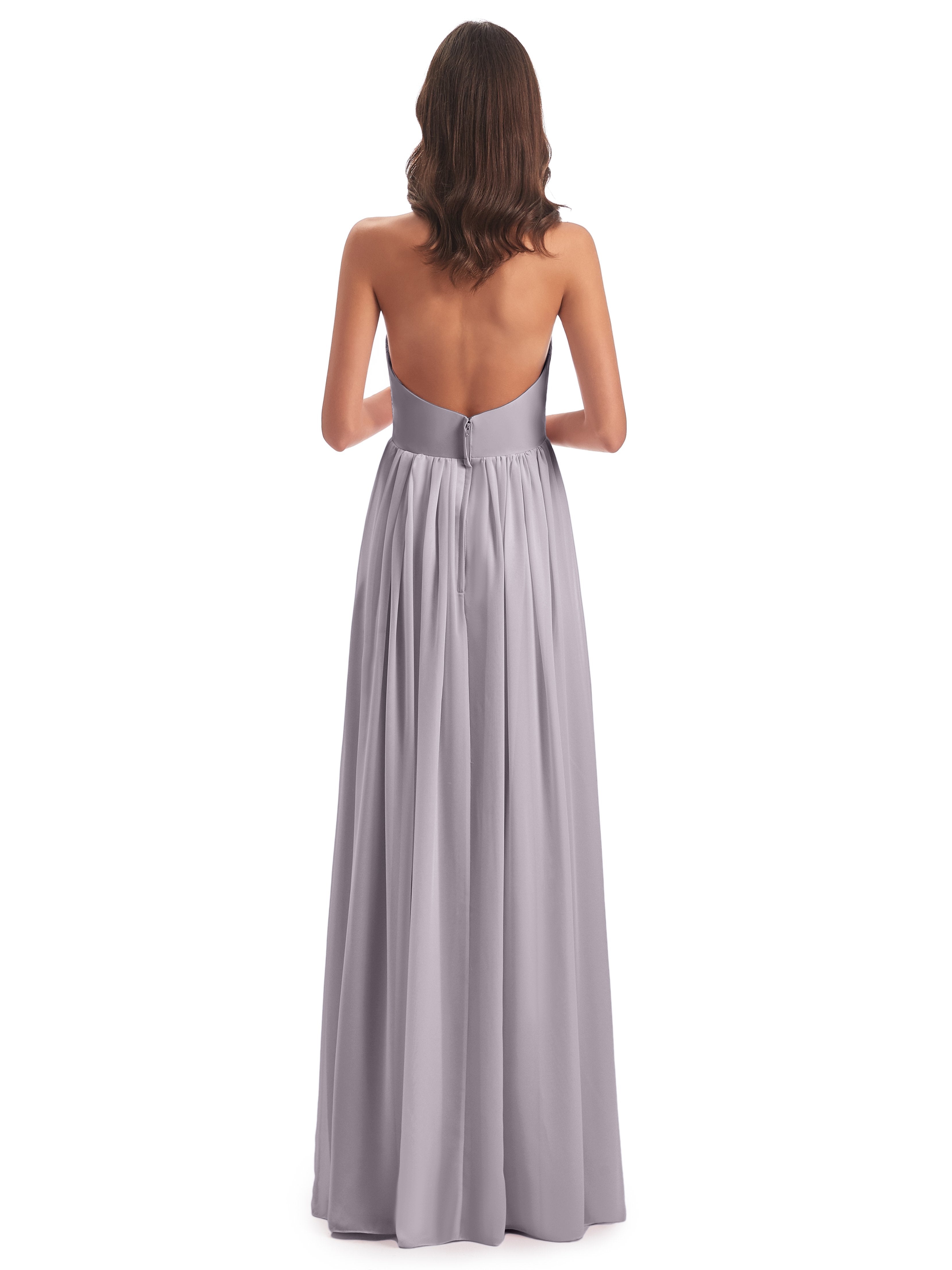 Camila A-line Halter Pleating Long Bridesmaid Dresses