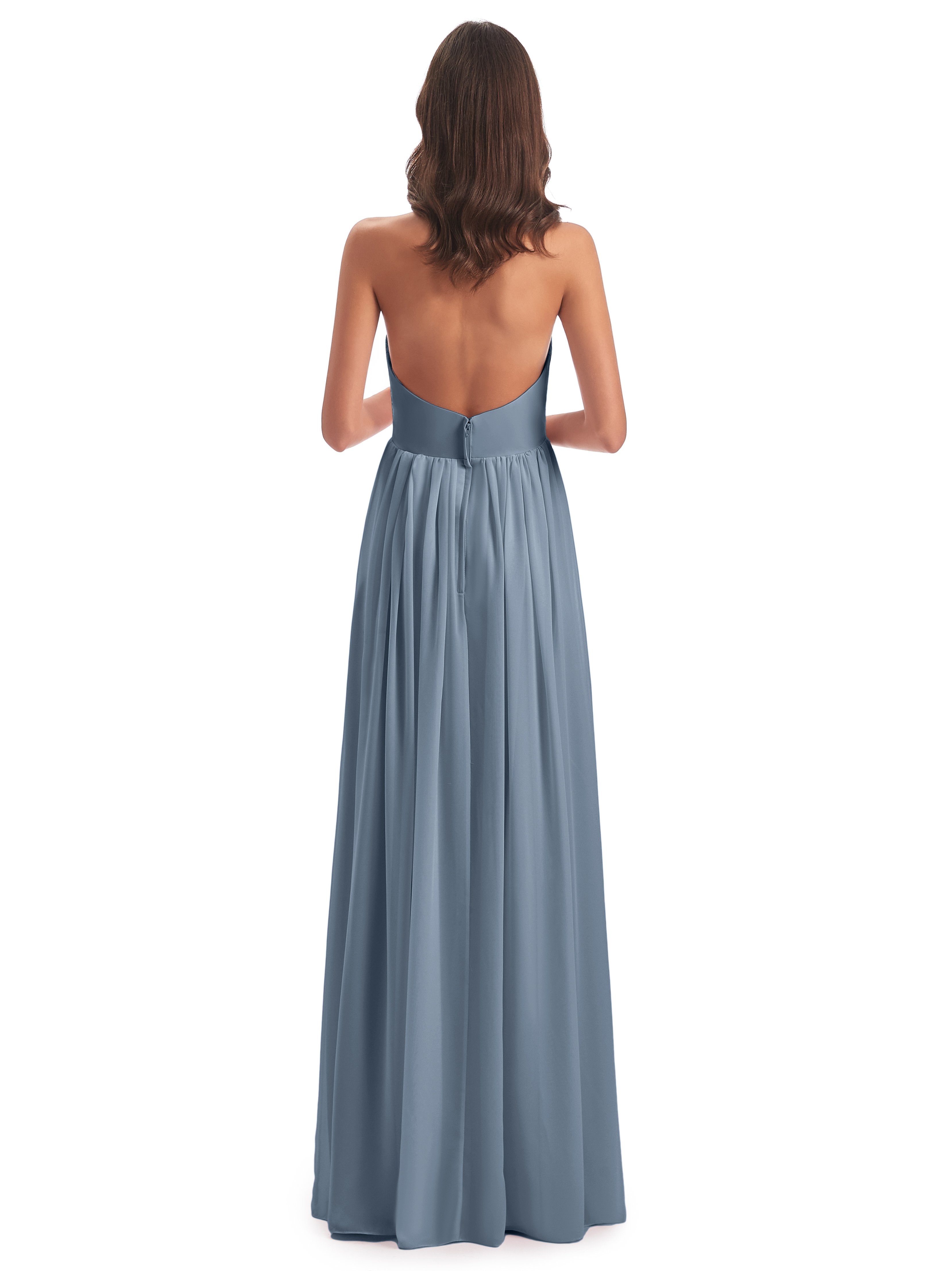 Camila A-line Halter Pleating Long Bridesmaid Dresses