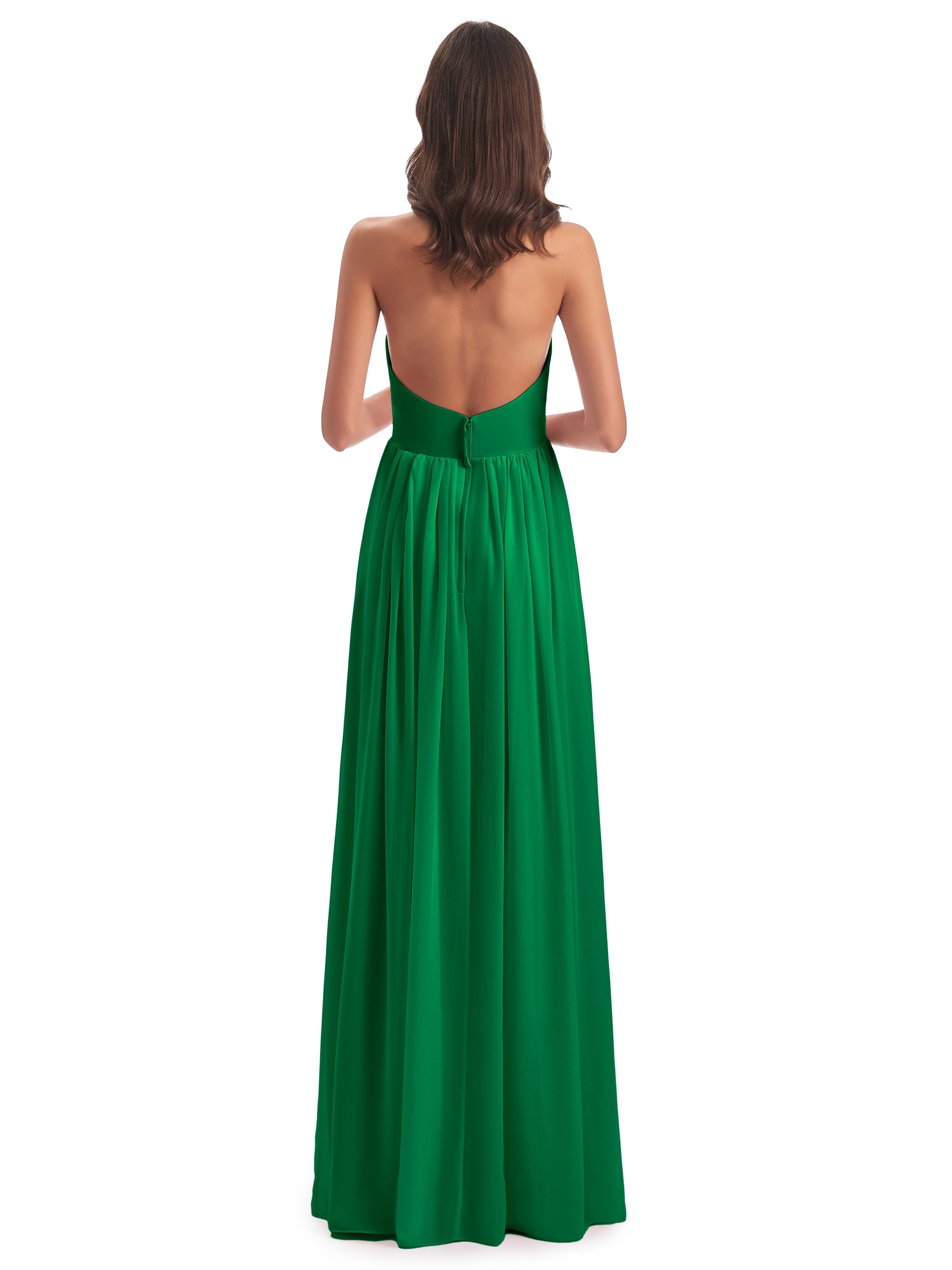 Camila A-line Halter Pleating Long Bridesmaid Dresses