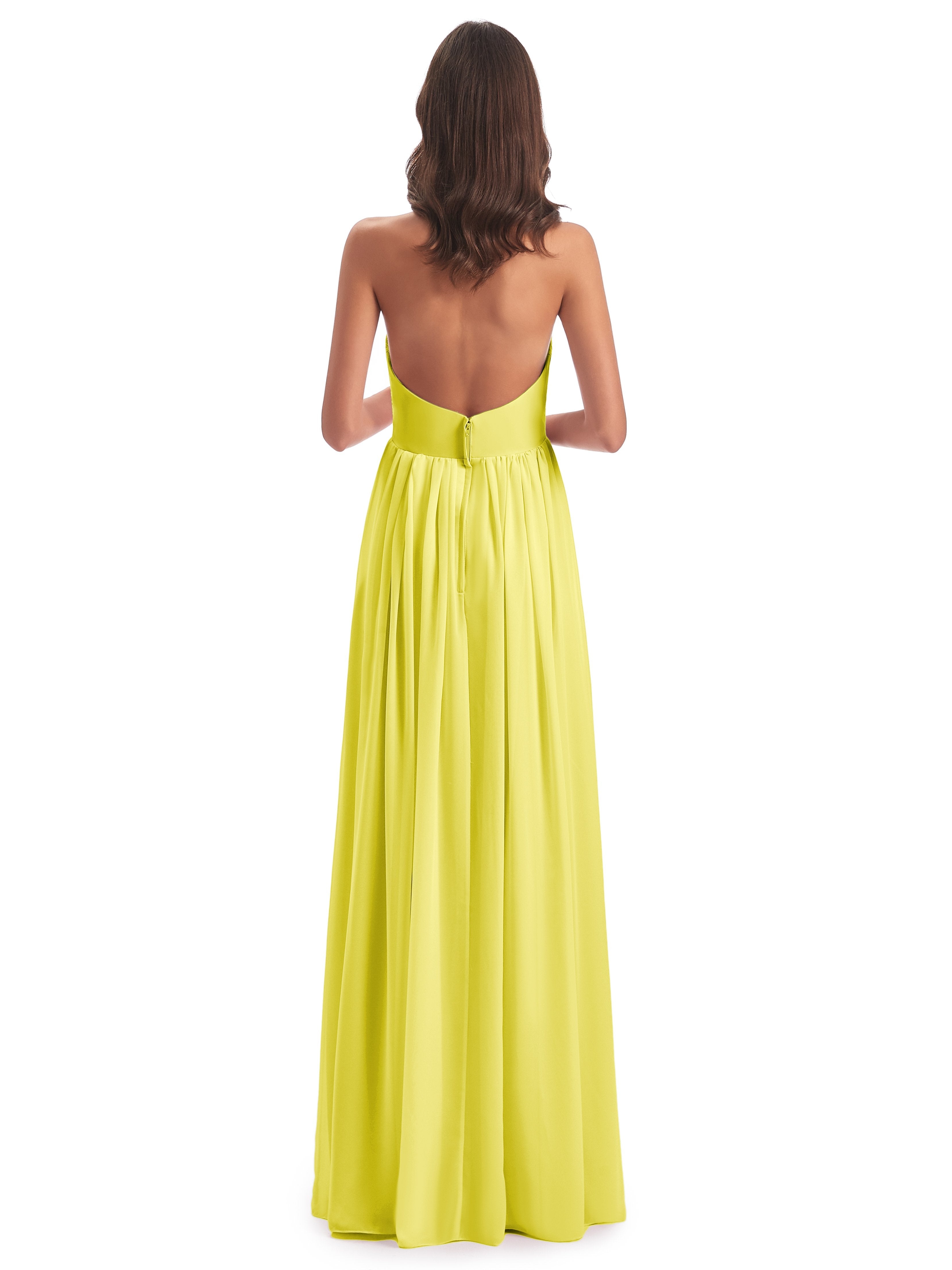 Camila A-line Halter Pleating Long Bridesmaid Dresses