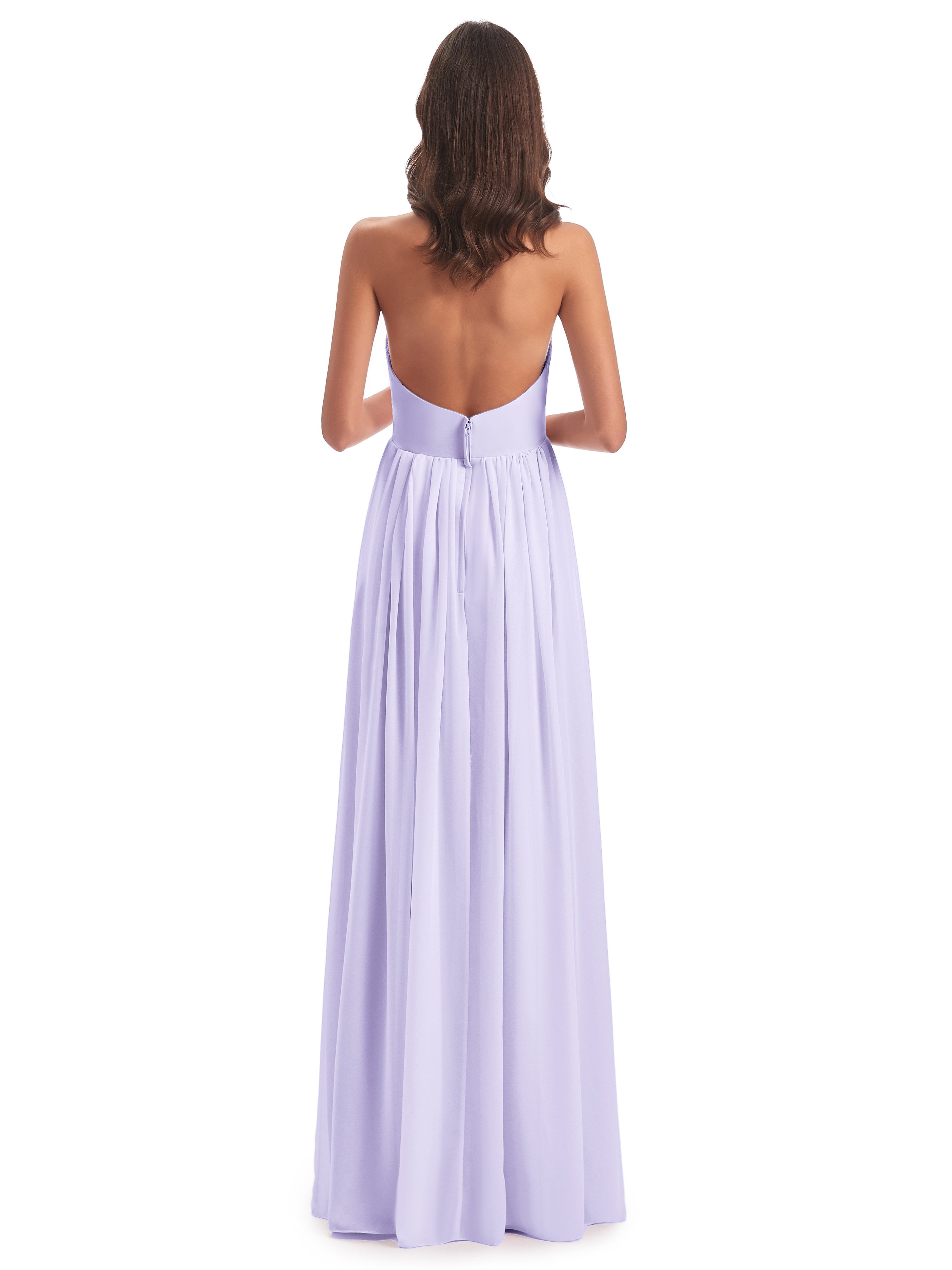 Camila A-line Halter Pleating Long Bridesmaid Dresses