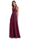 Camila A-line Halter Pleating Long Bridesmaid Dresses