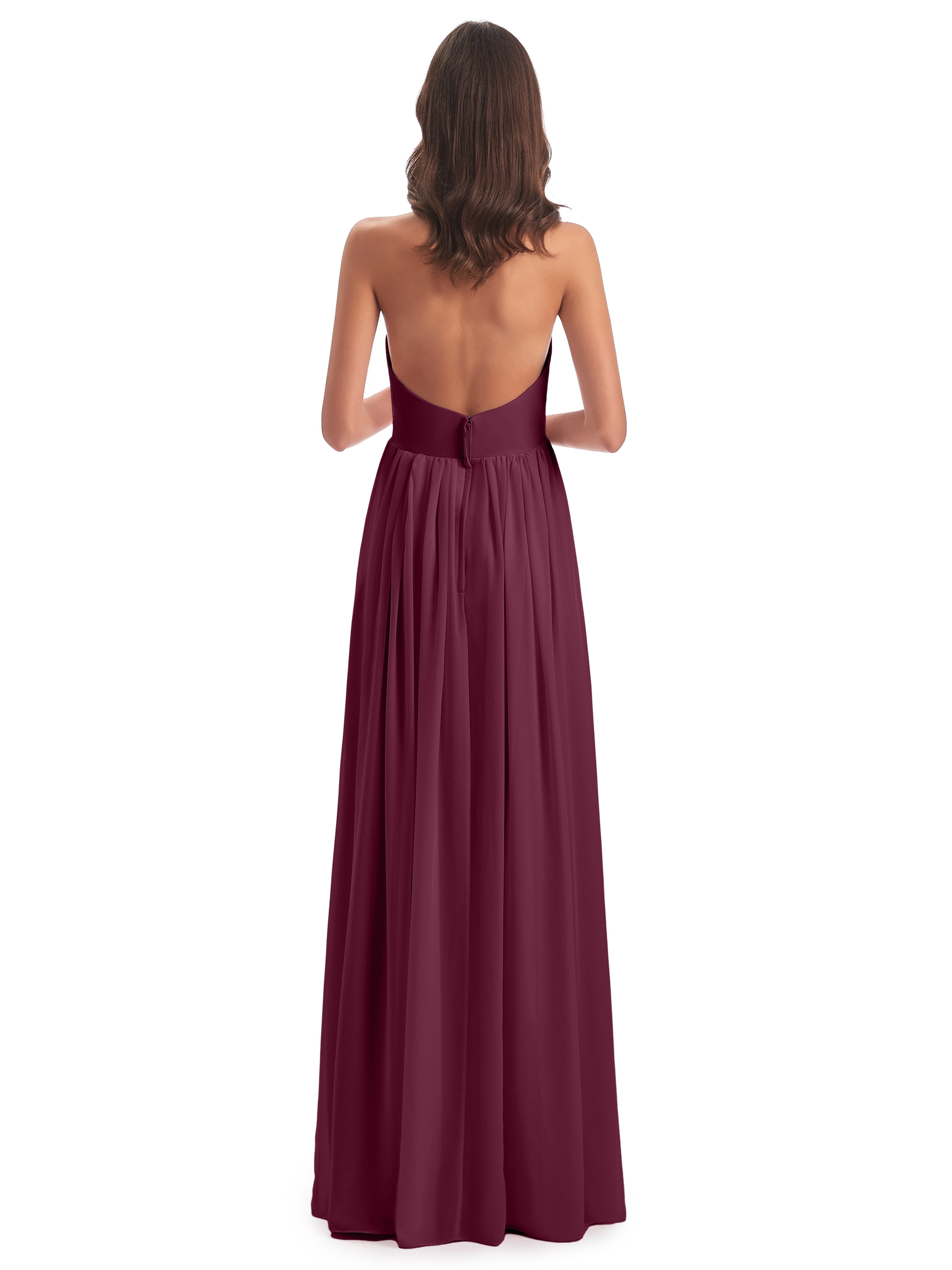 Camila A-line Halter Pleating Long Bridesmaid Dresses