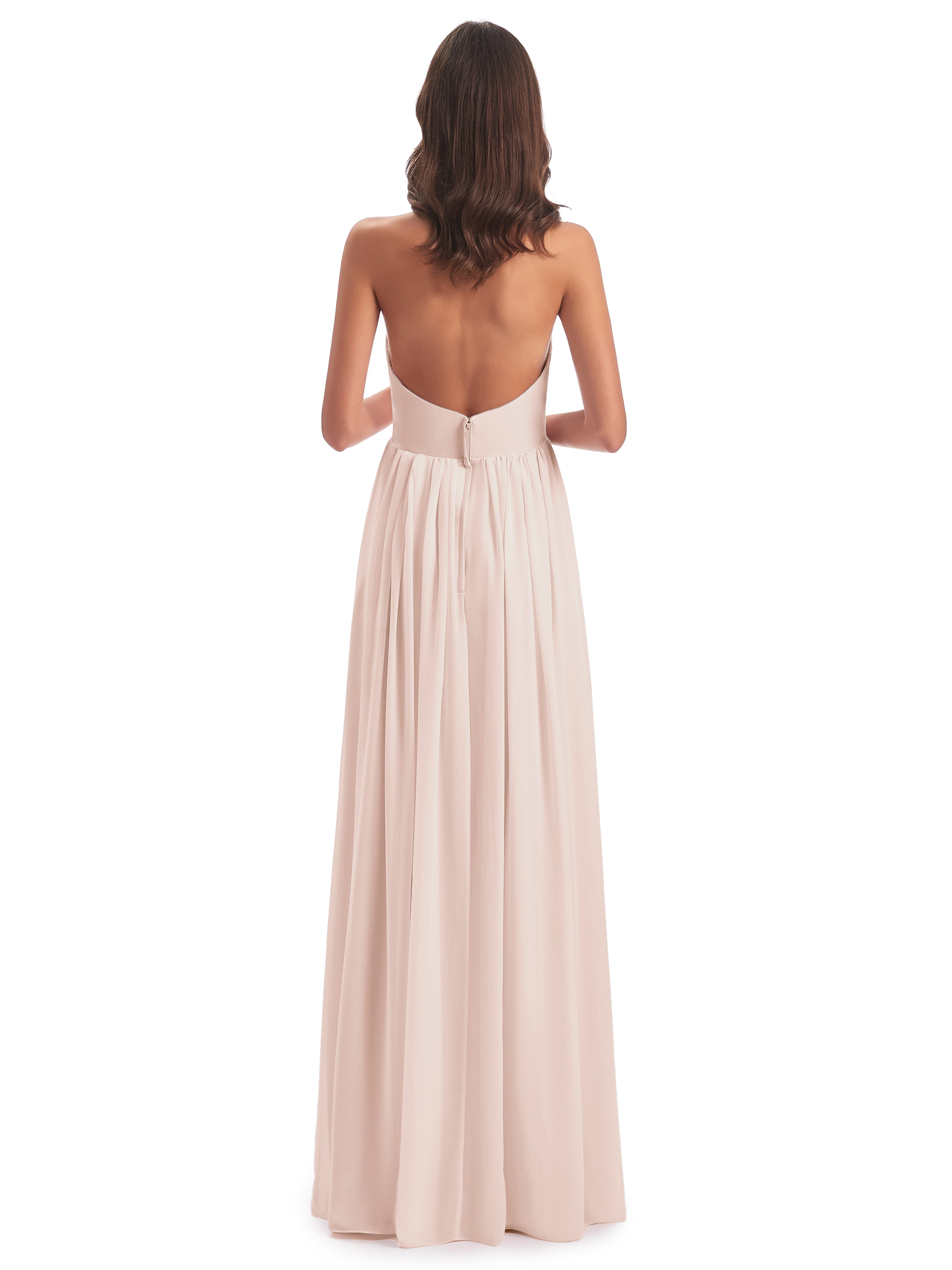 Camila A-line Halter Pleating Long Bridesmaid Dresses