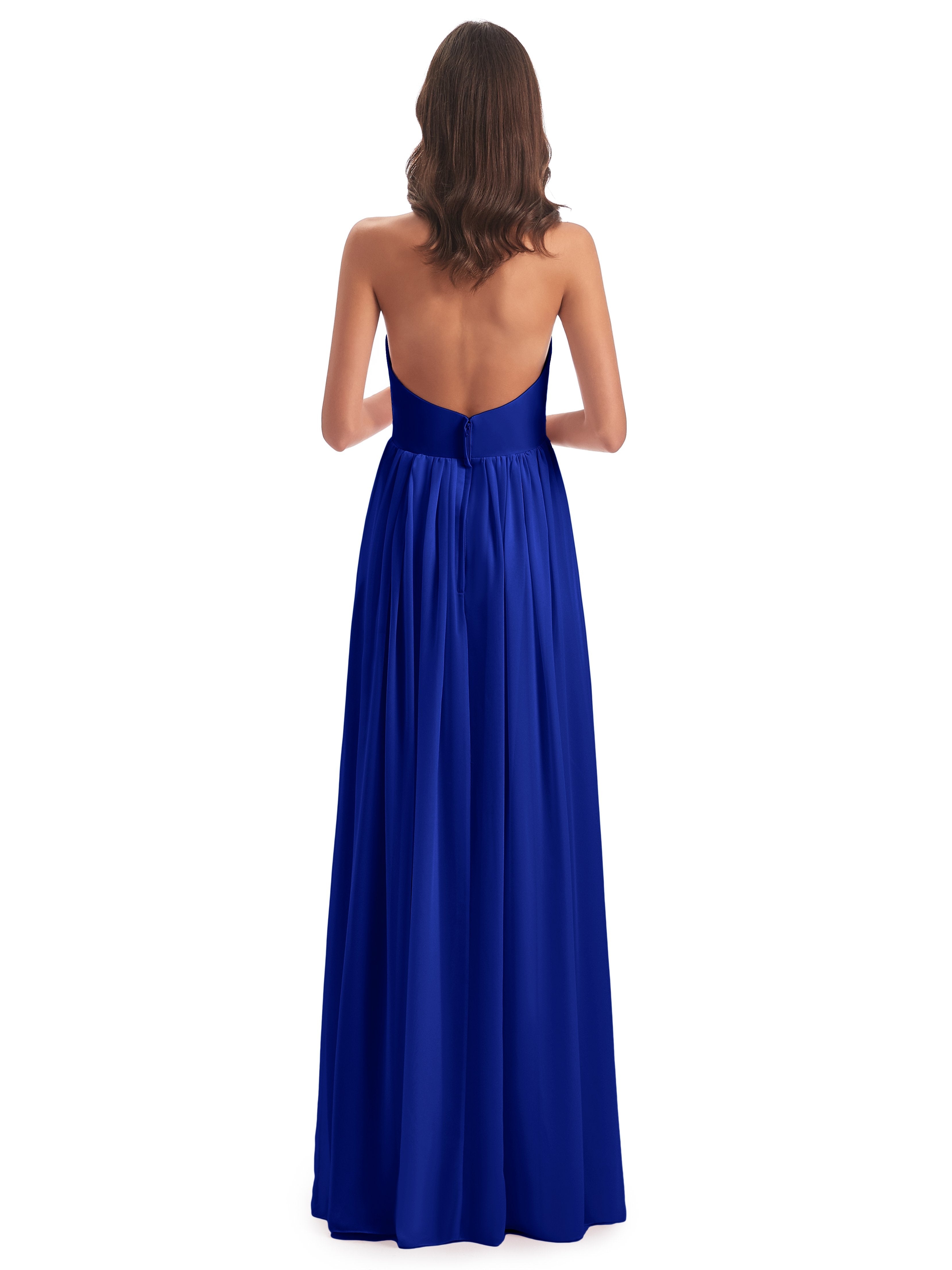 Camila A-line Halter Pleating Long Bridesmaid Dresses