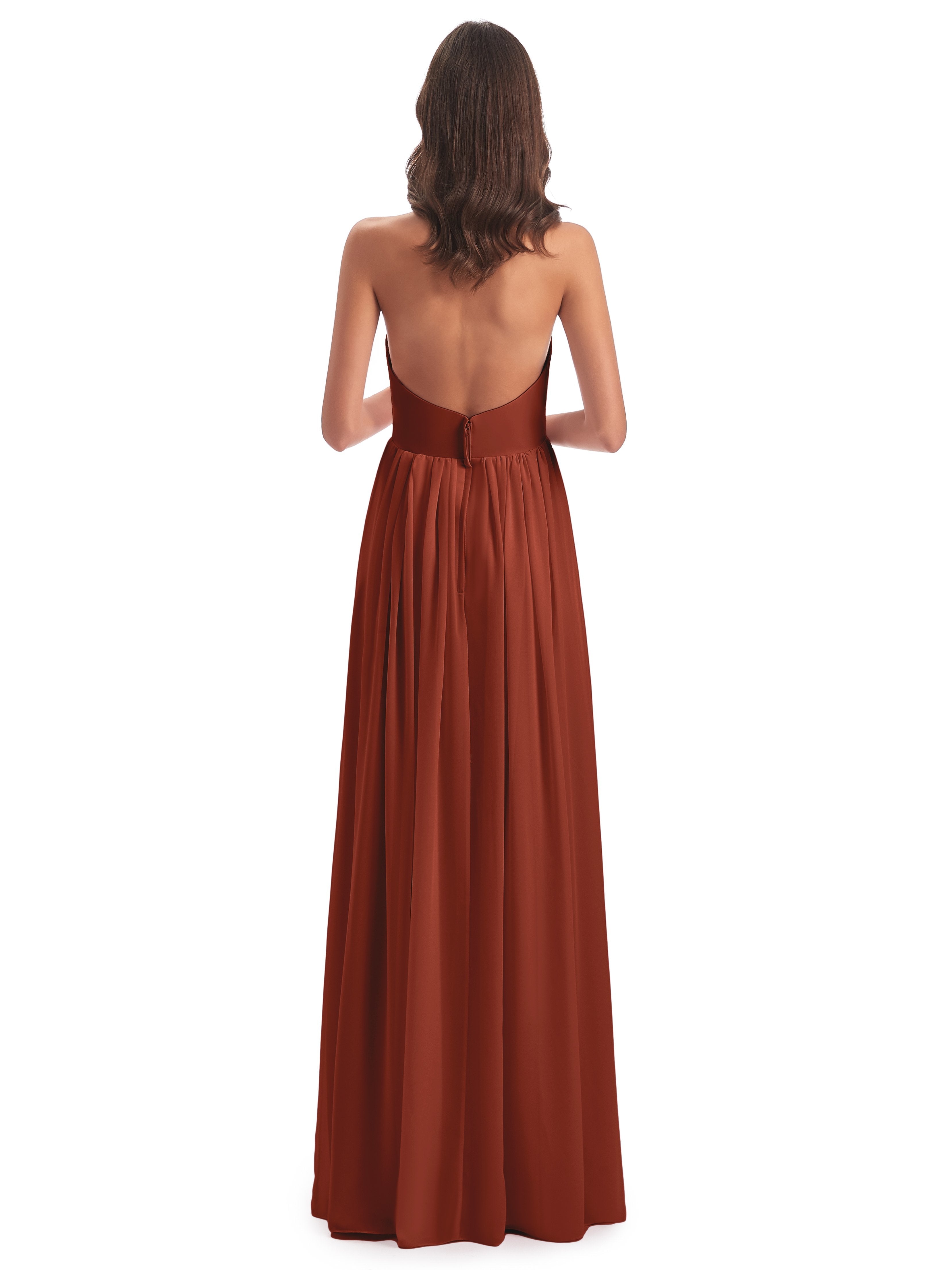Camila A-line Halter Pleating Long Bridesmaid Dresses