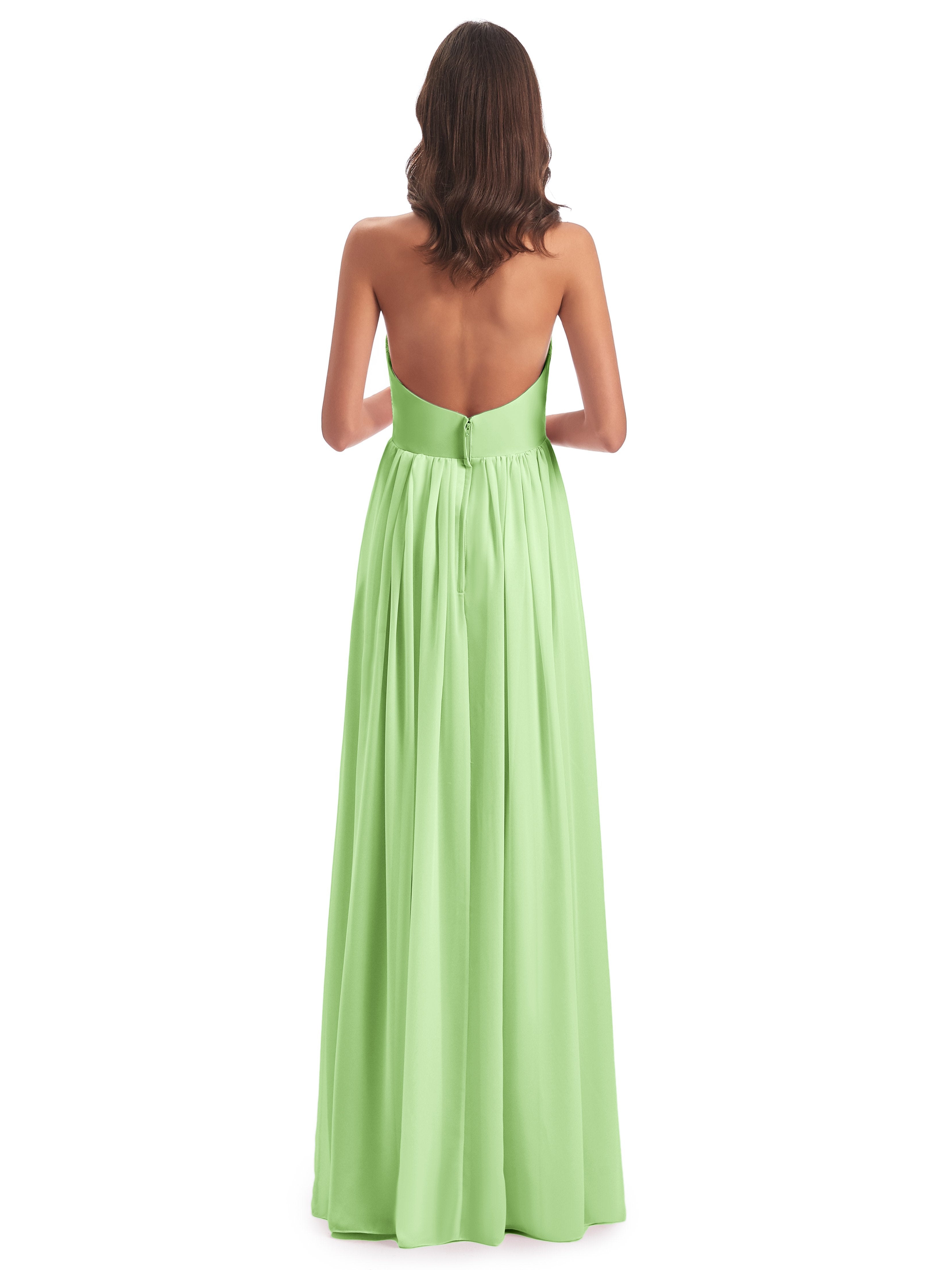 Camila A-line Halter Pleating Long Bridesmaid Dresses