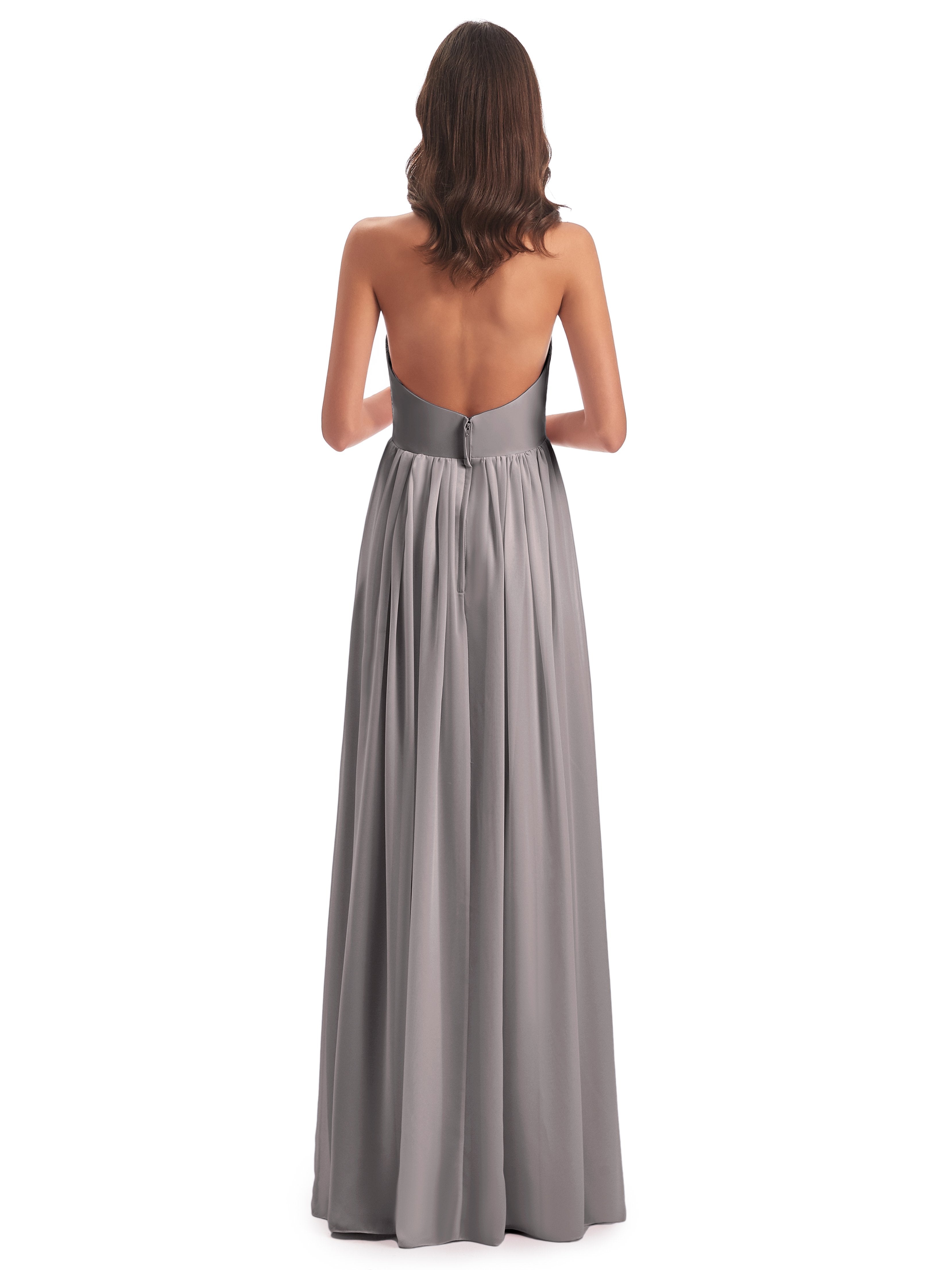 Camila A-line Halter Pleating Long Bridesmaid Dresses