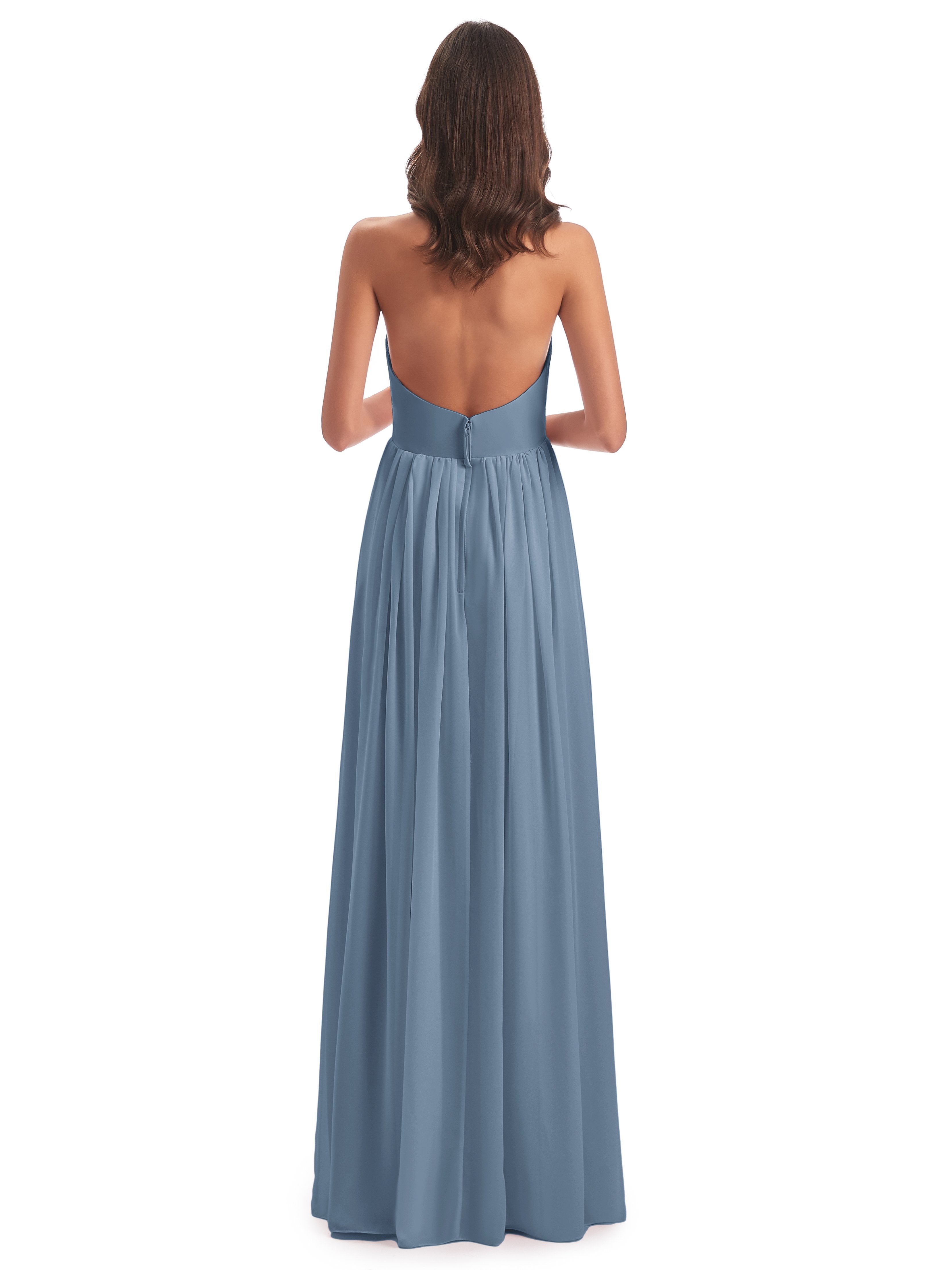 Camila A-line Halter Pleating Long Bridesmaid Dresses