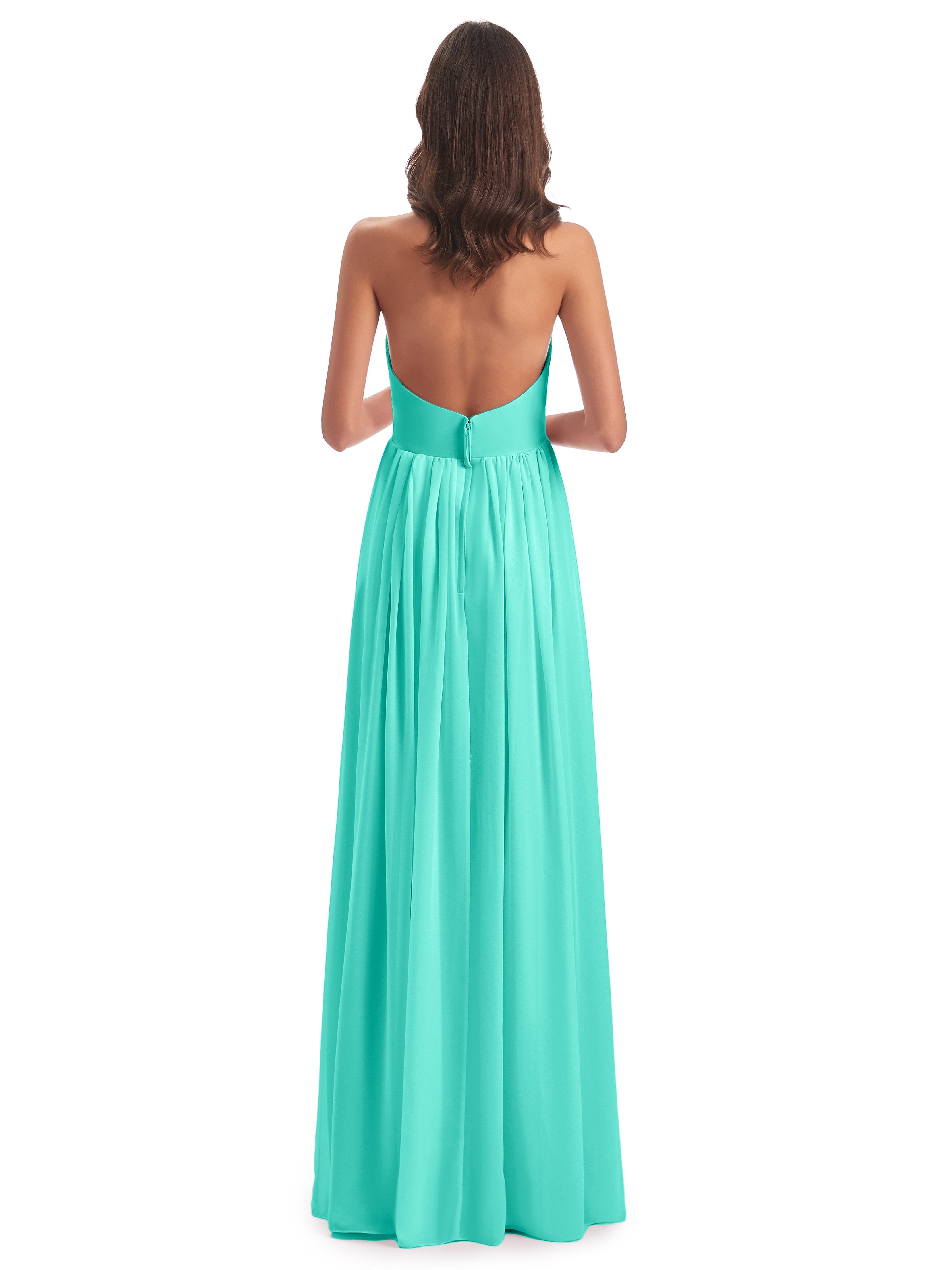 Camila A-line Halter Pleating Long Bridesmaid Dresses
