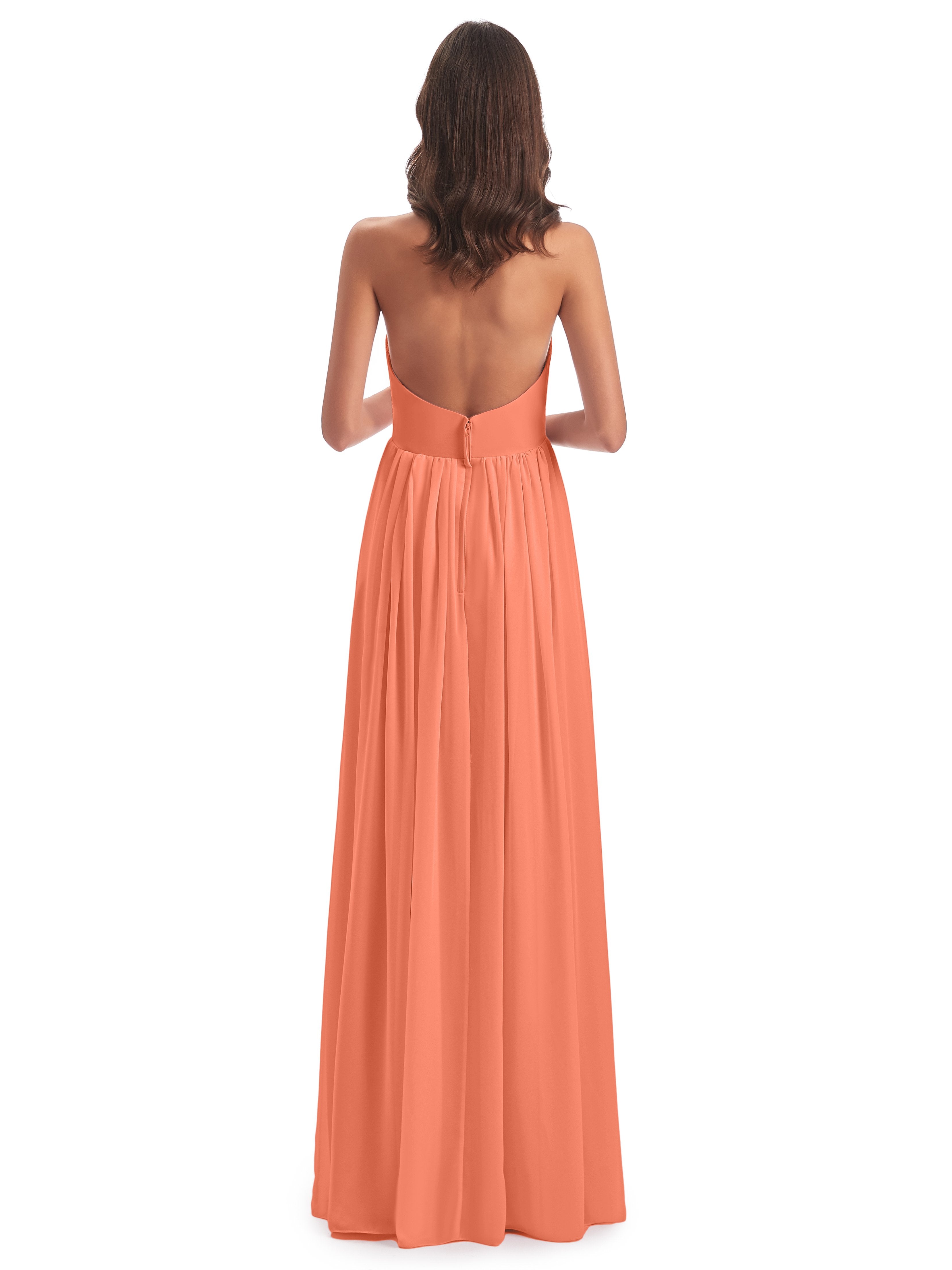 Camila A-line Halter Pleating Long Bridesmaid Dresses
