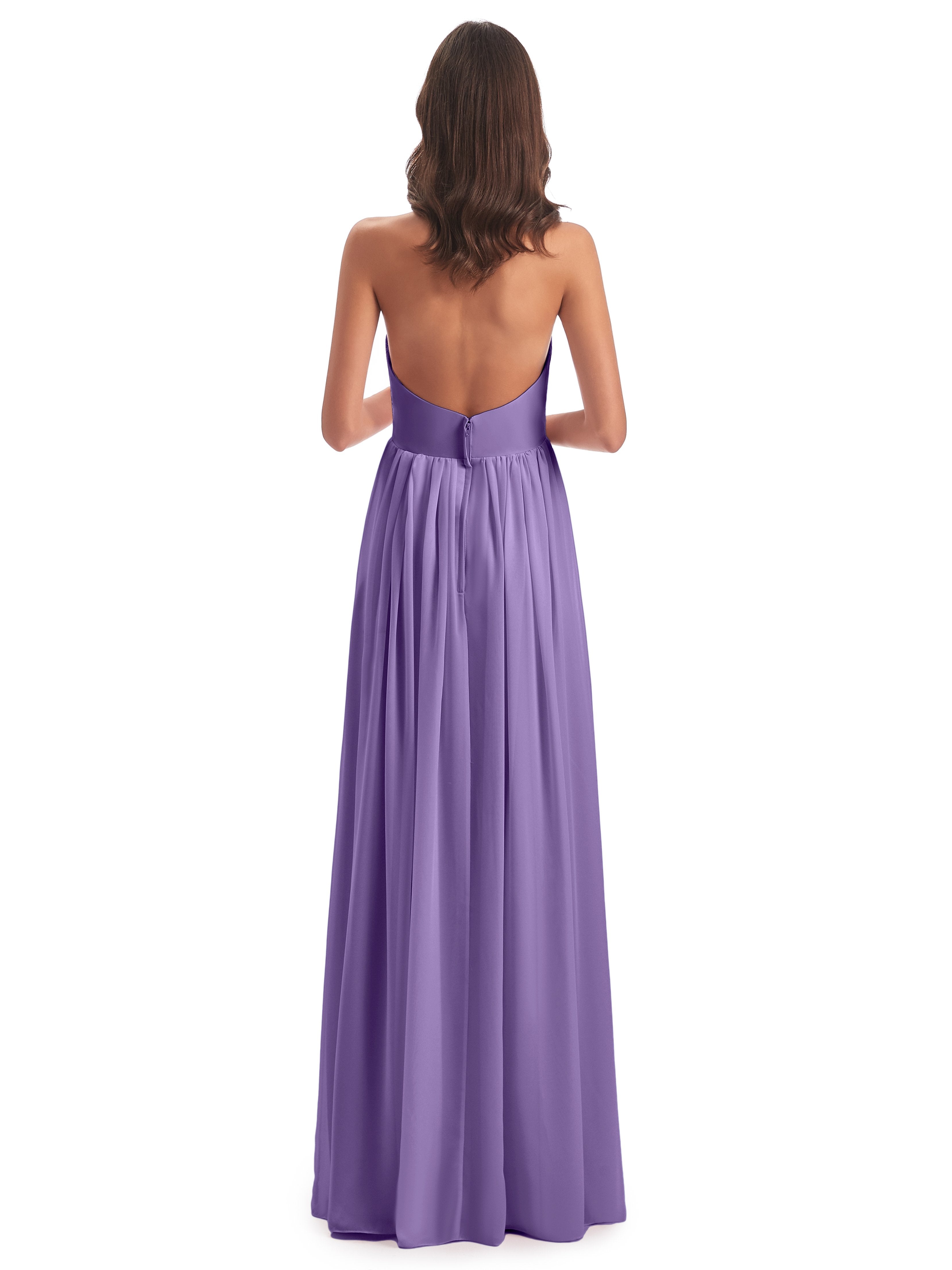 Camila A-line Halter Pleating Long Bridesmaid Dresses