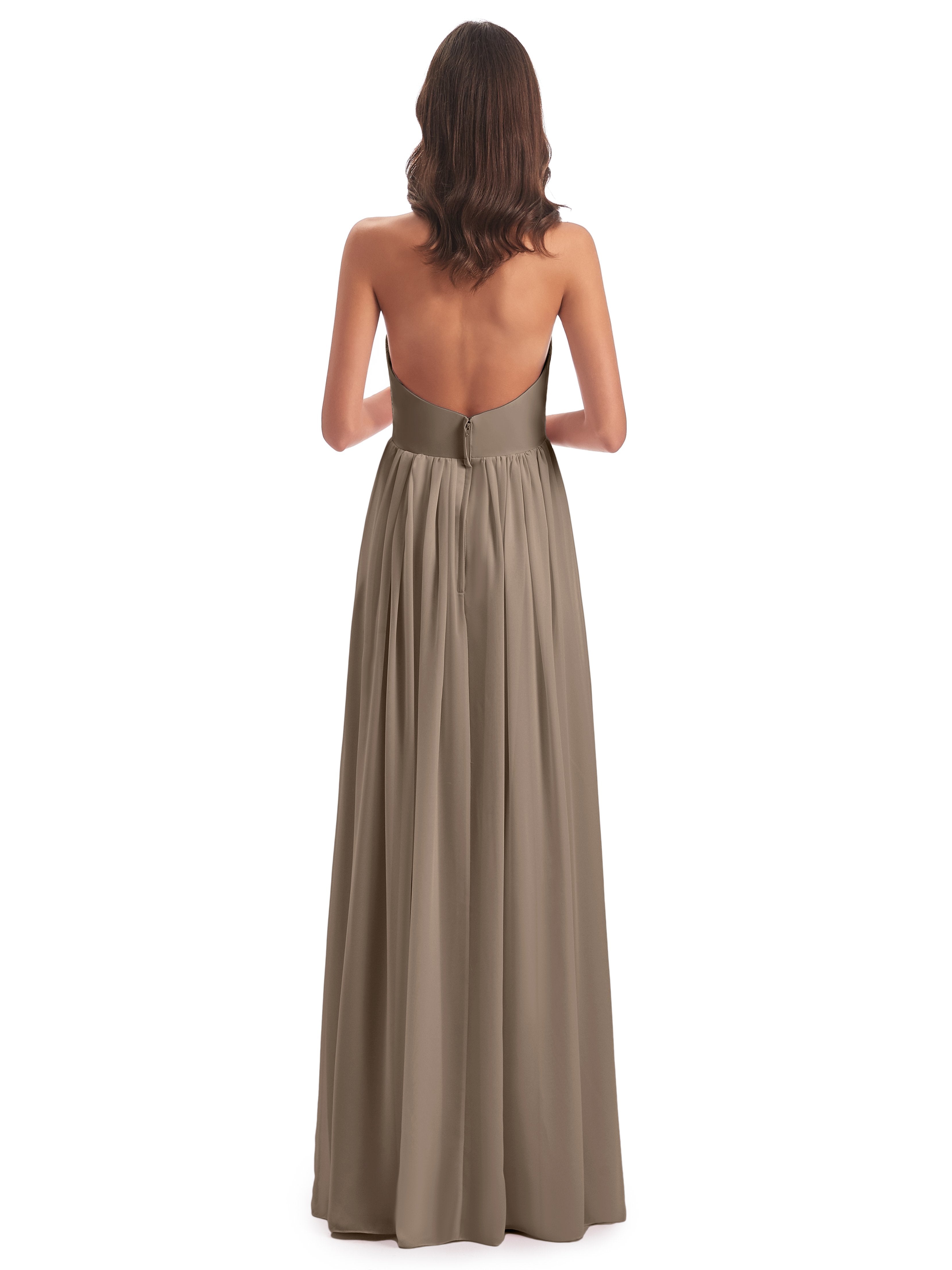 Camila A-line Halter Pleating Long Bridesmaid Dresses