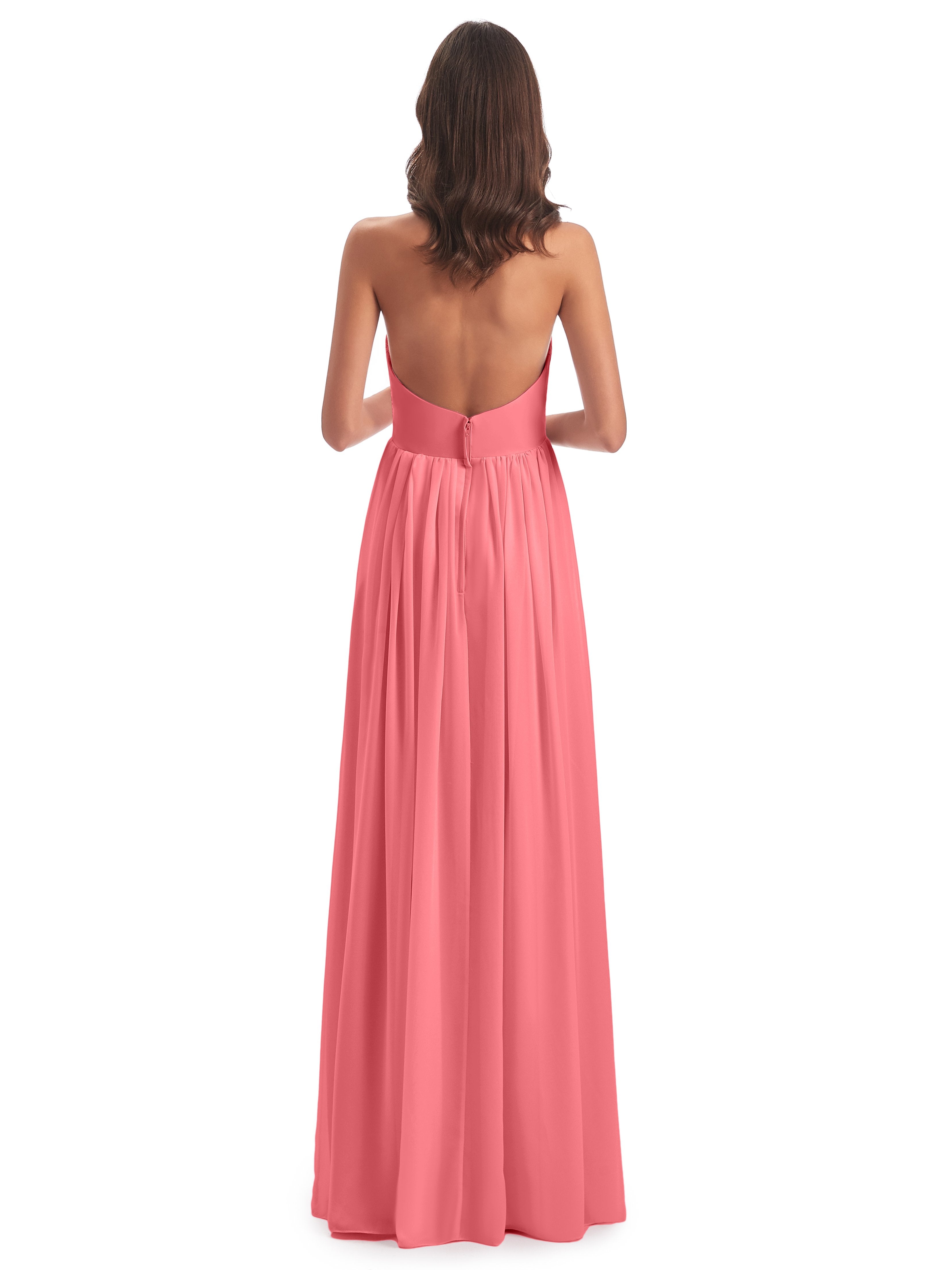 Camila A-line Halter Pleating Long Bridesmaid Dresses