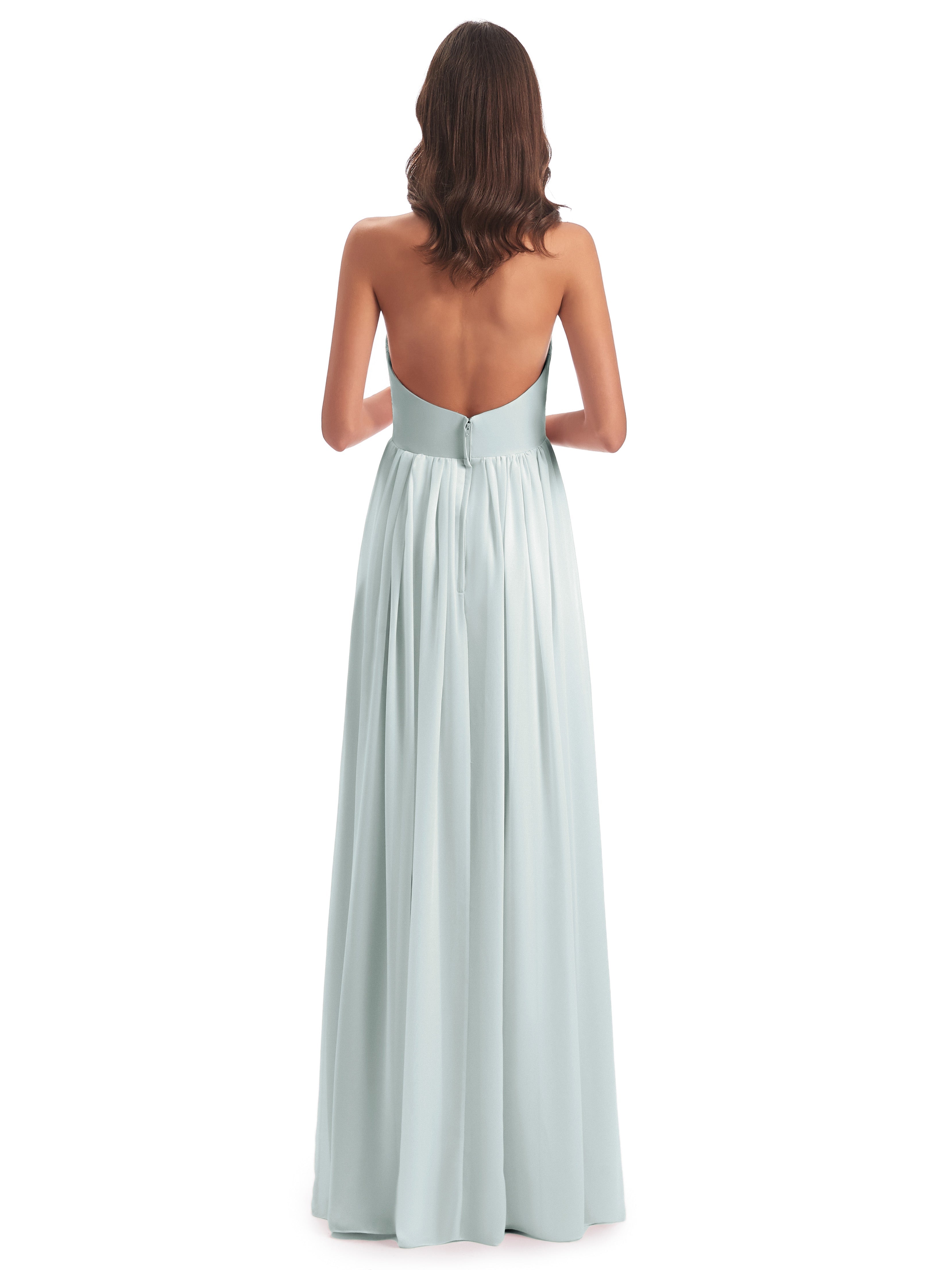 Camila A-line Halter Pleating Long Bridesmaid Dresses
