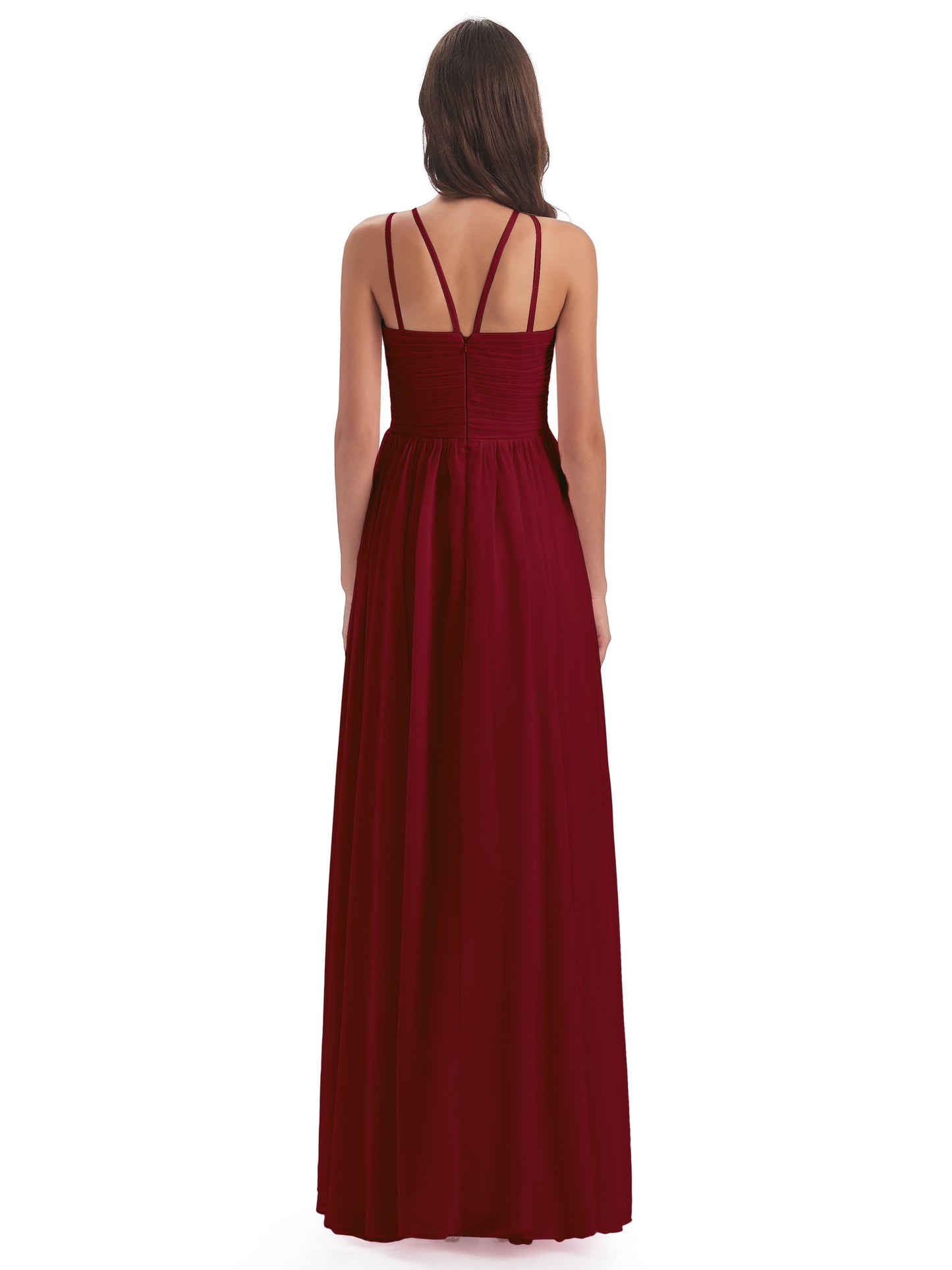 Ellianna Halter Open Back Chiffon Long Bridesmaid Dresses