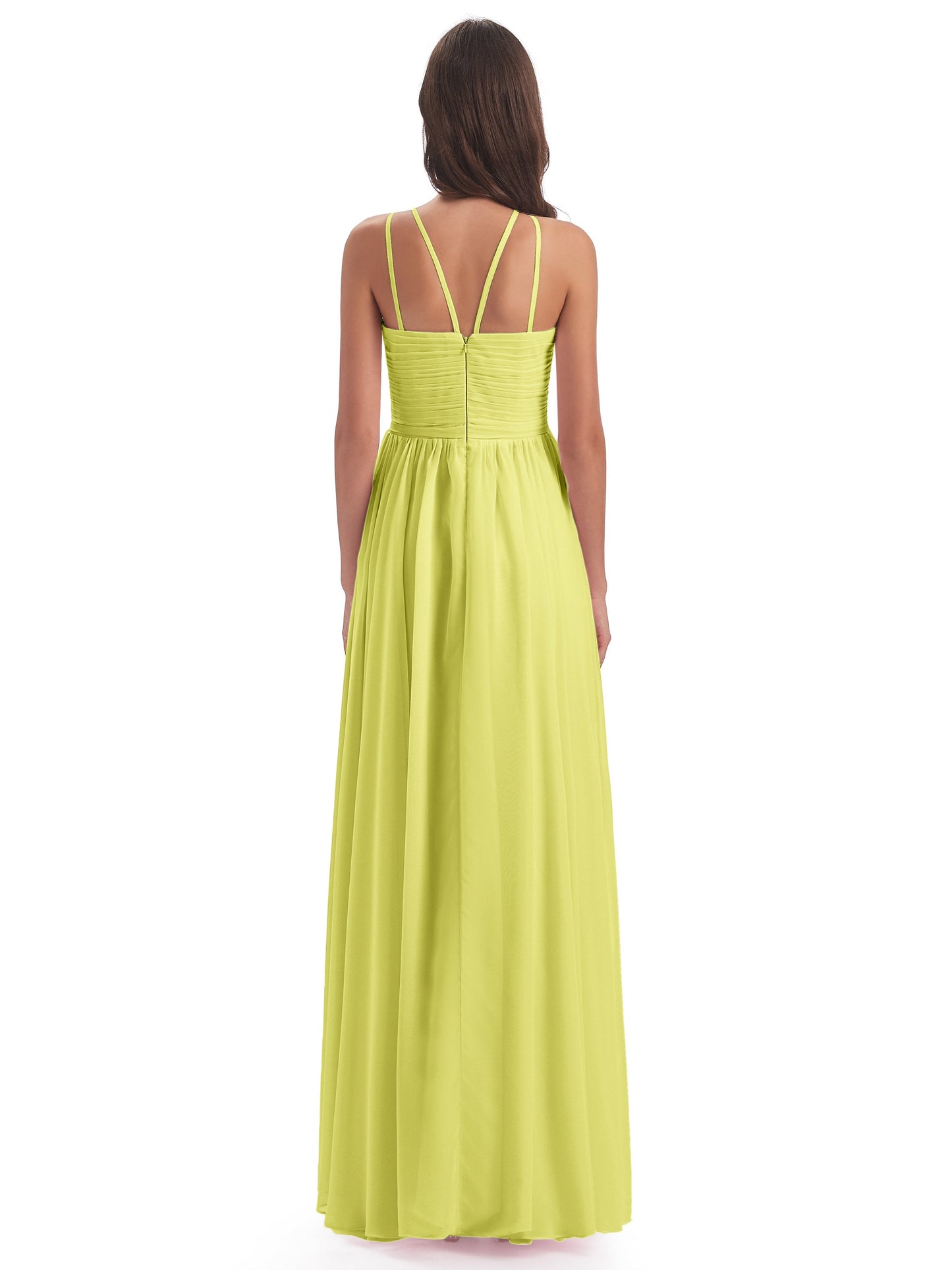 Ellianna Halter Open Back Chiffon Long Bridesmaid Dresses